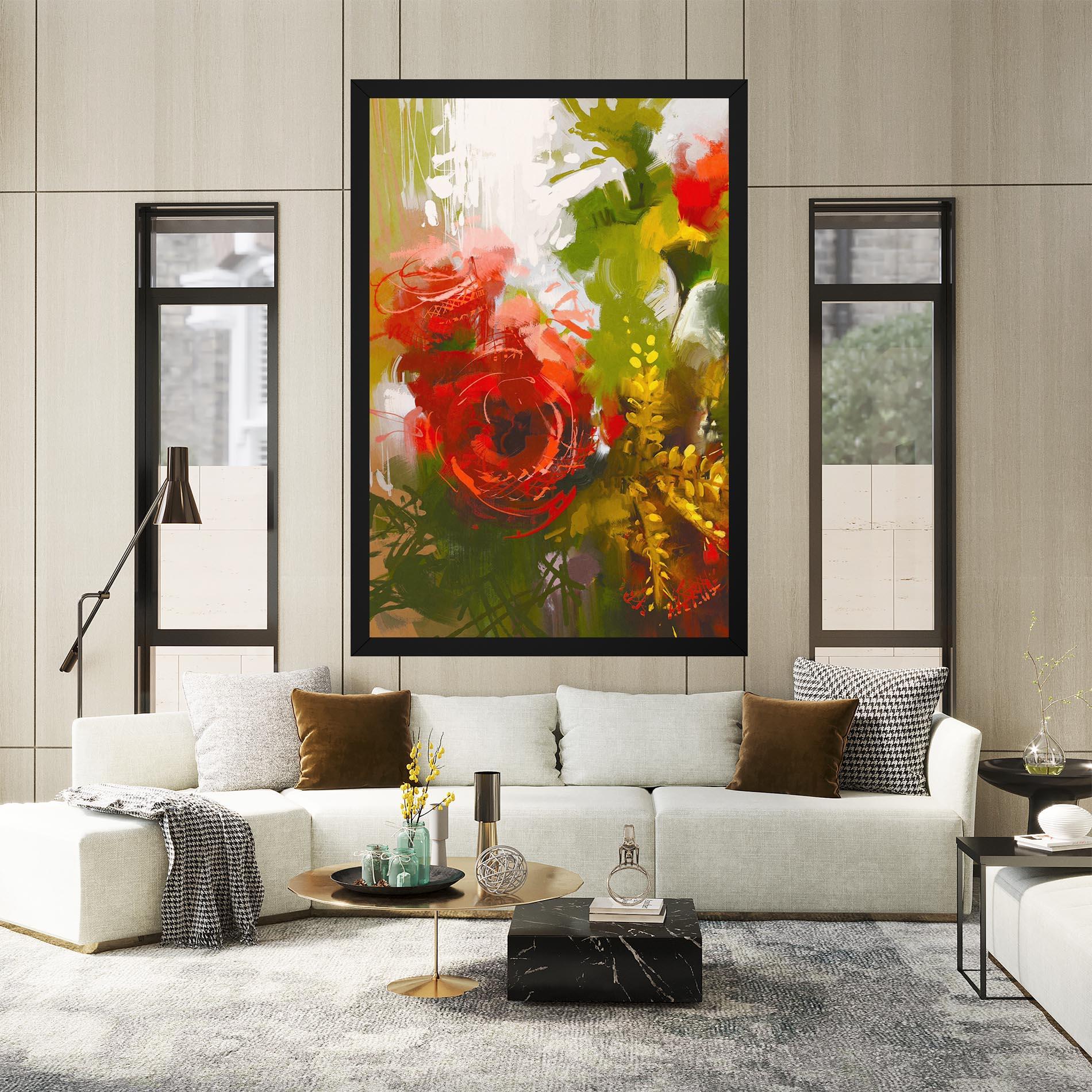 Vászonkép Red Rose Painting mockup 2