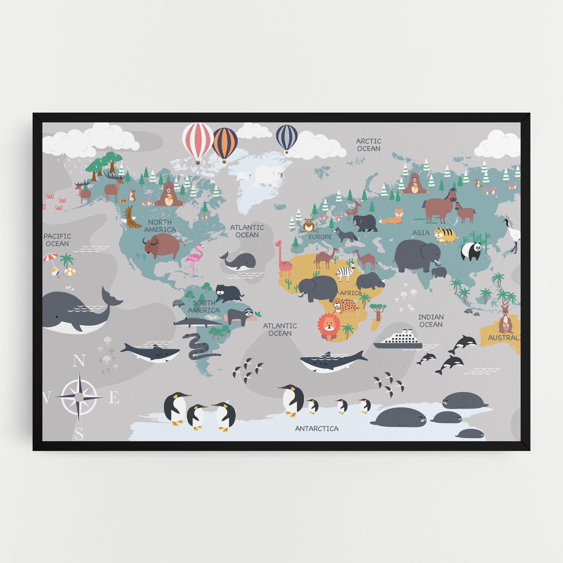 Vászonkép Cute Kids Map mockup 0