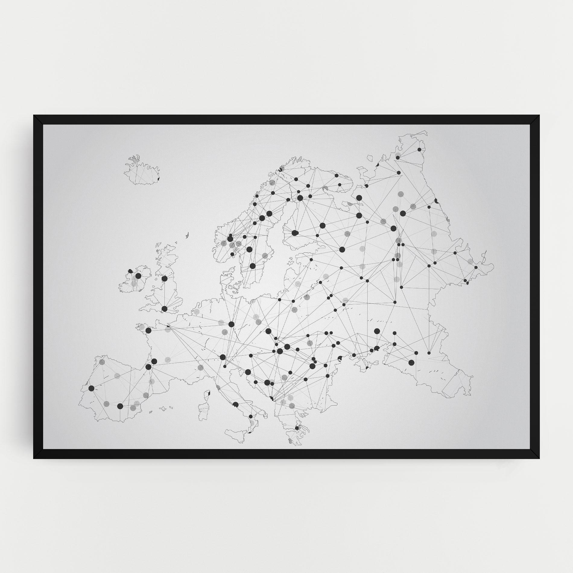 Vászonkép Europe Line Map mockup 0