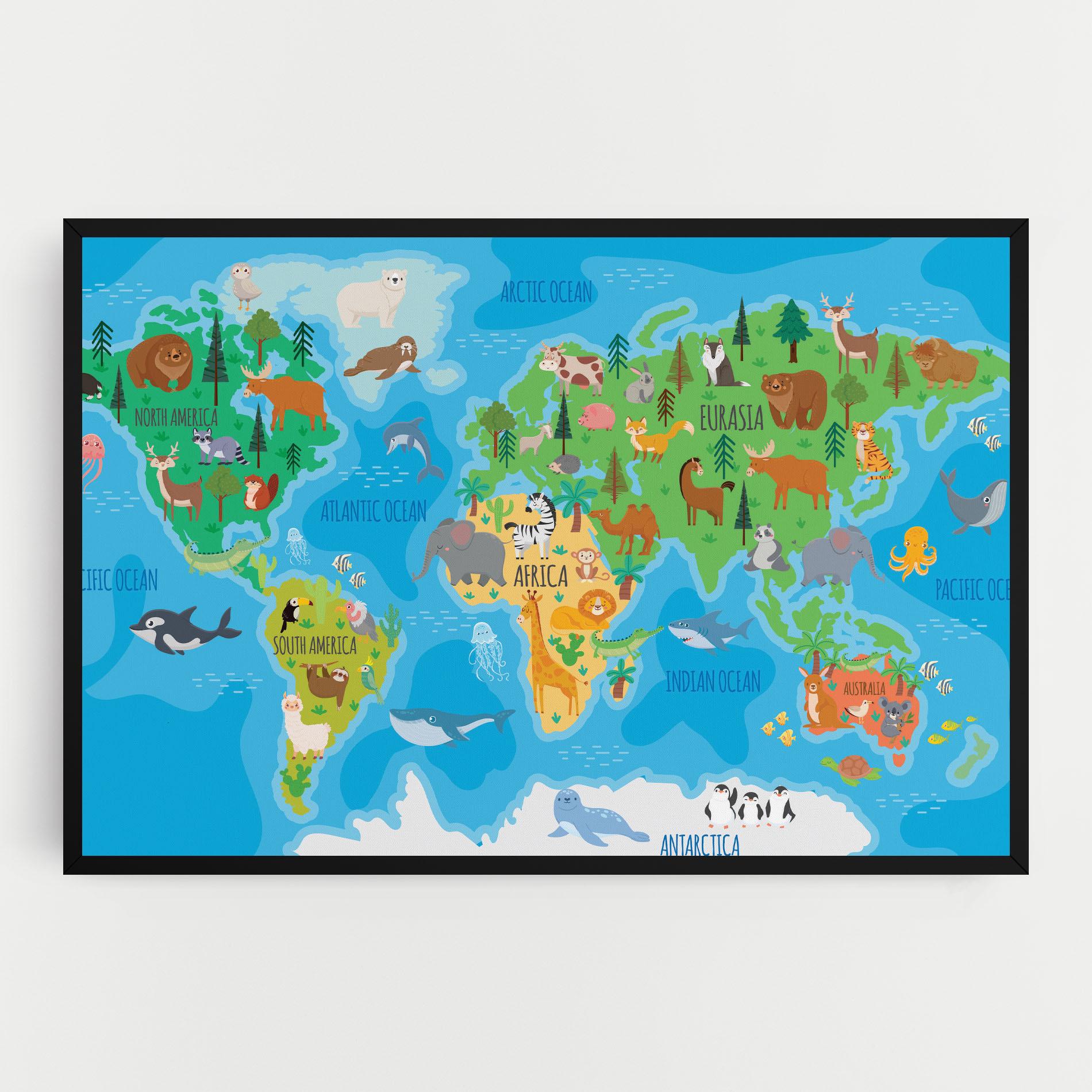 Vászonkép Worldwide Kids Map mockup 0
