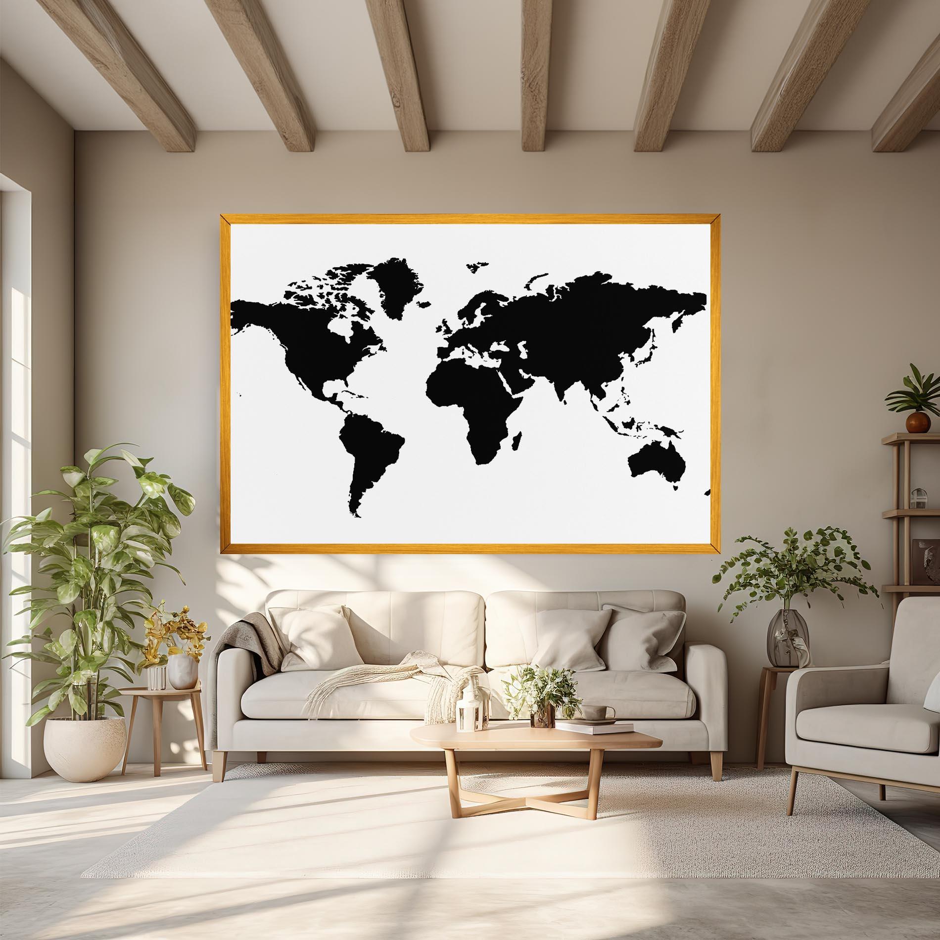 Vászonkép Global Black Map mockup 6