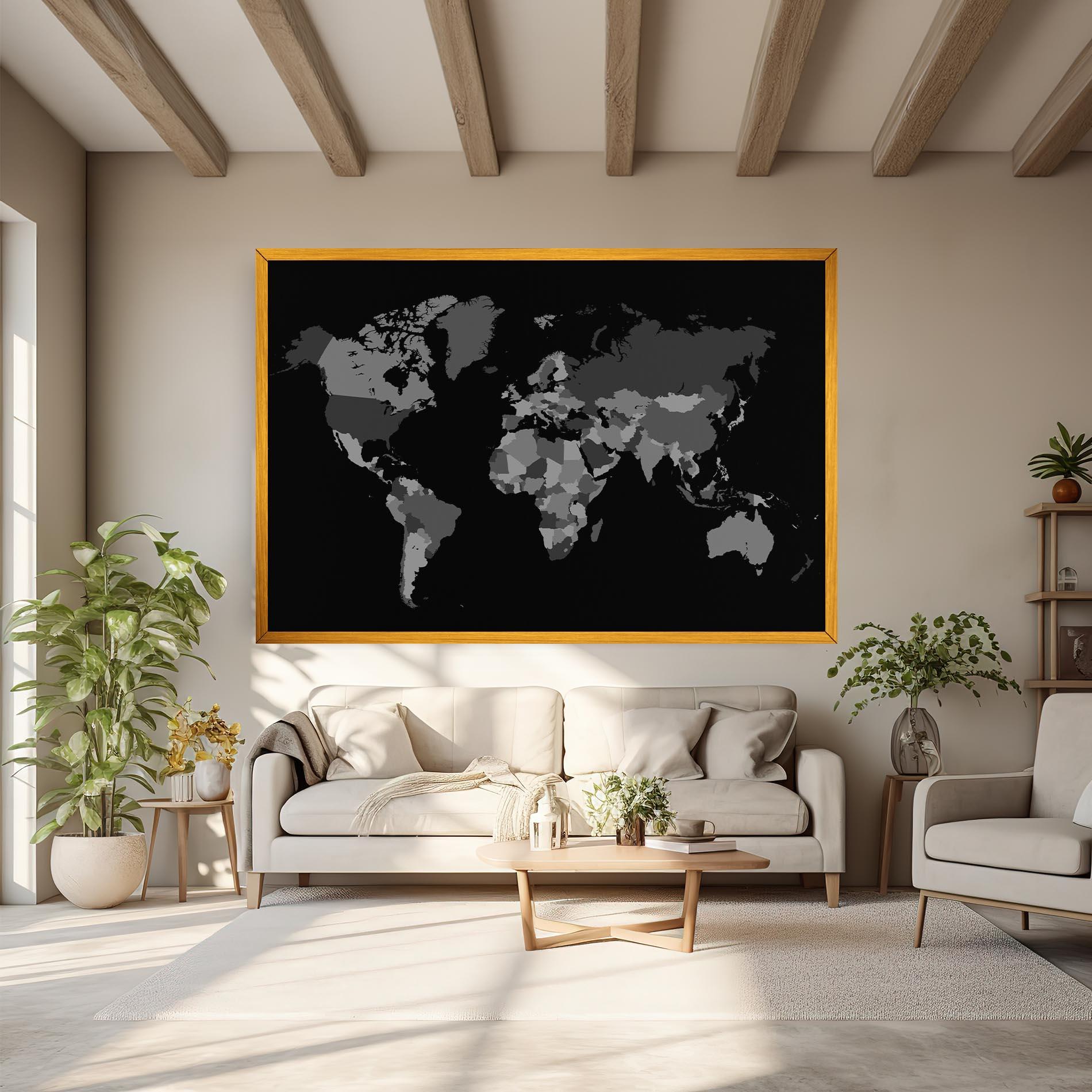 Vászonkép Grey Map World mockup 6