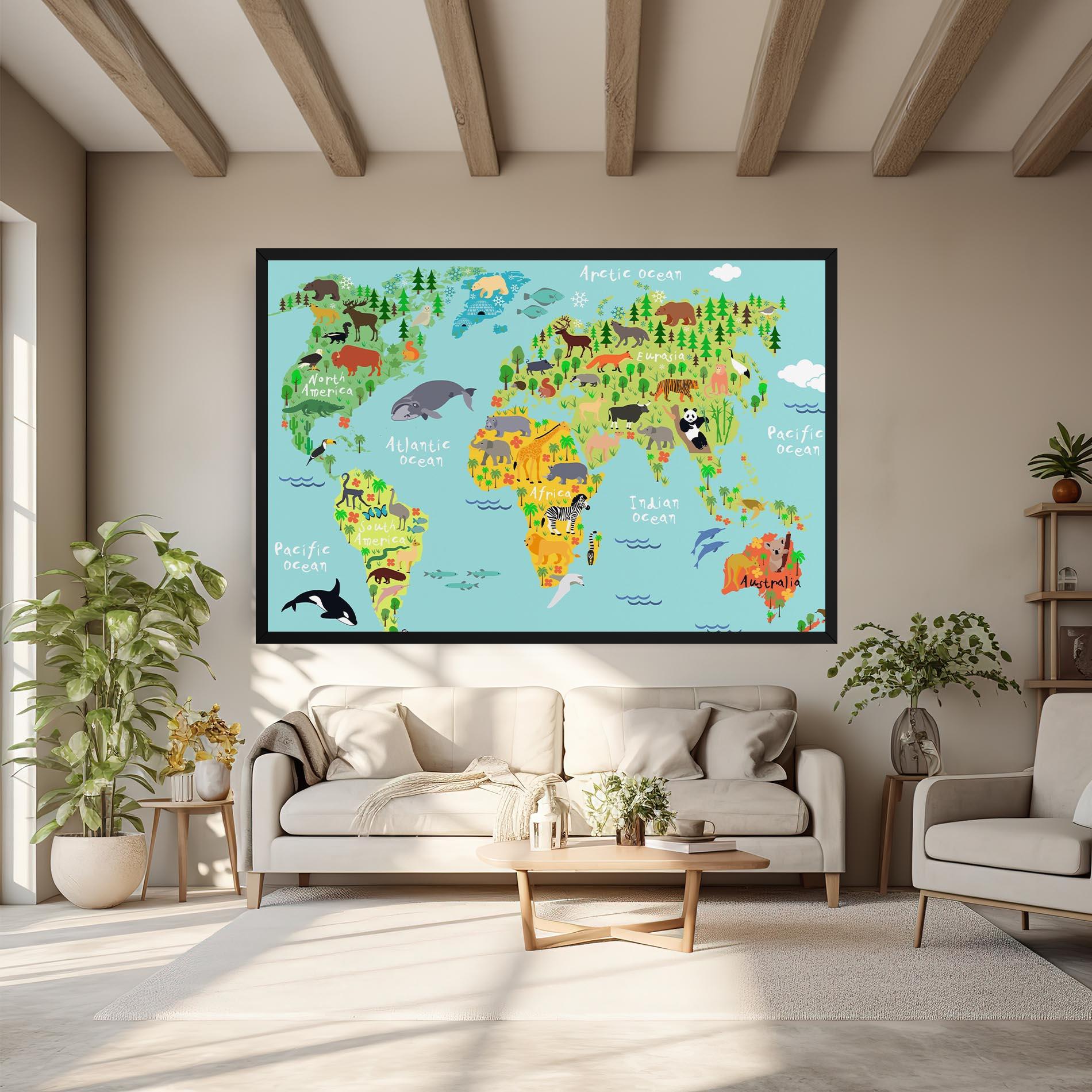 Vászonkép Animal World Map mockup 6