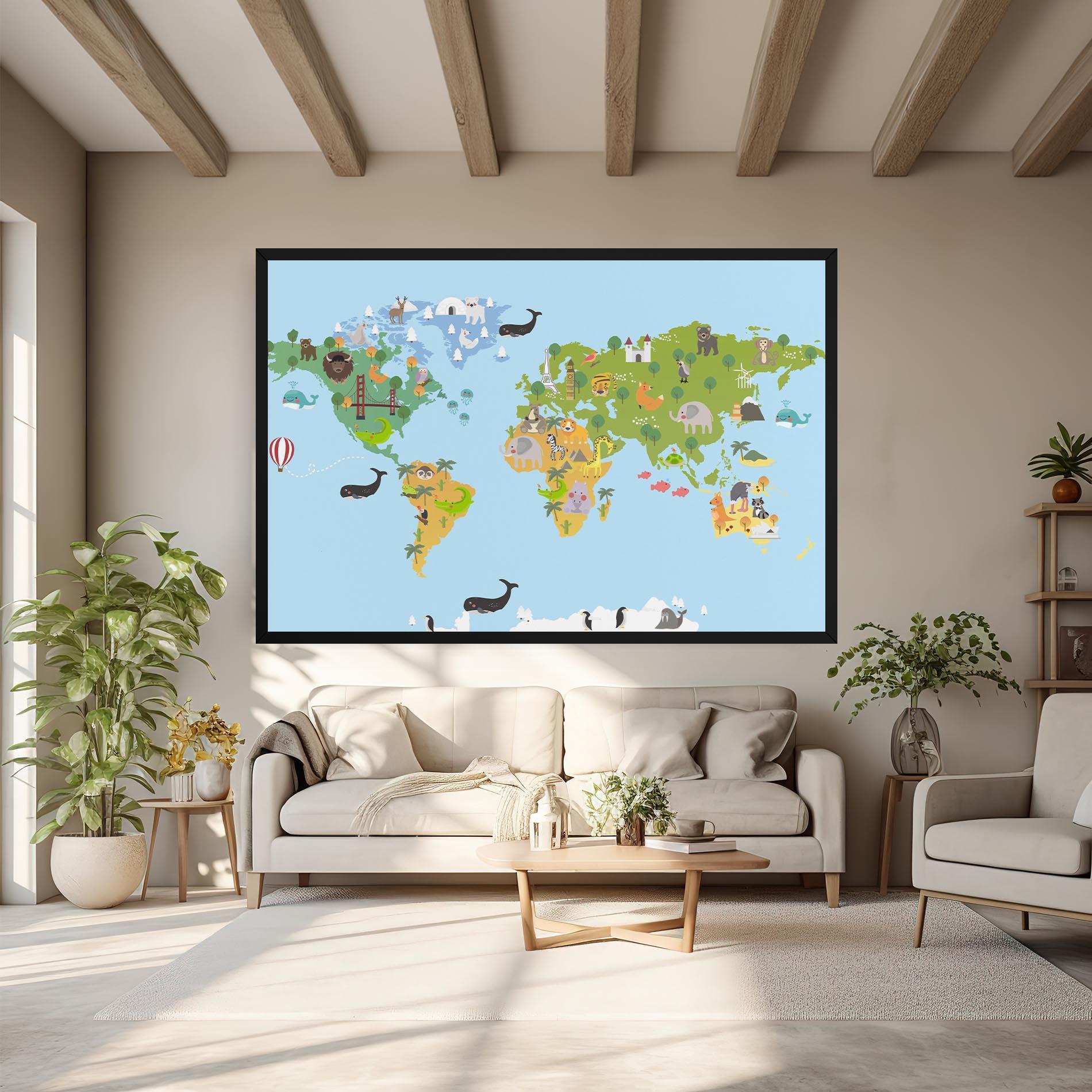 Vászonkép Animals Cute Map mockup 6