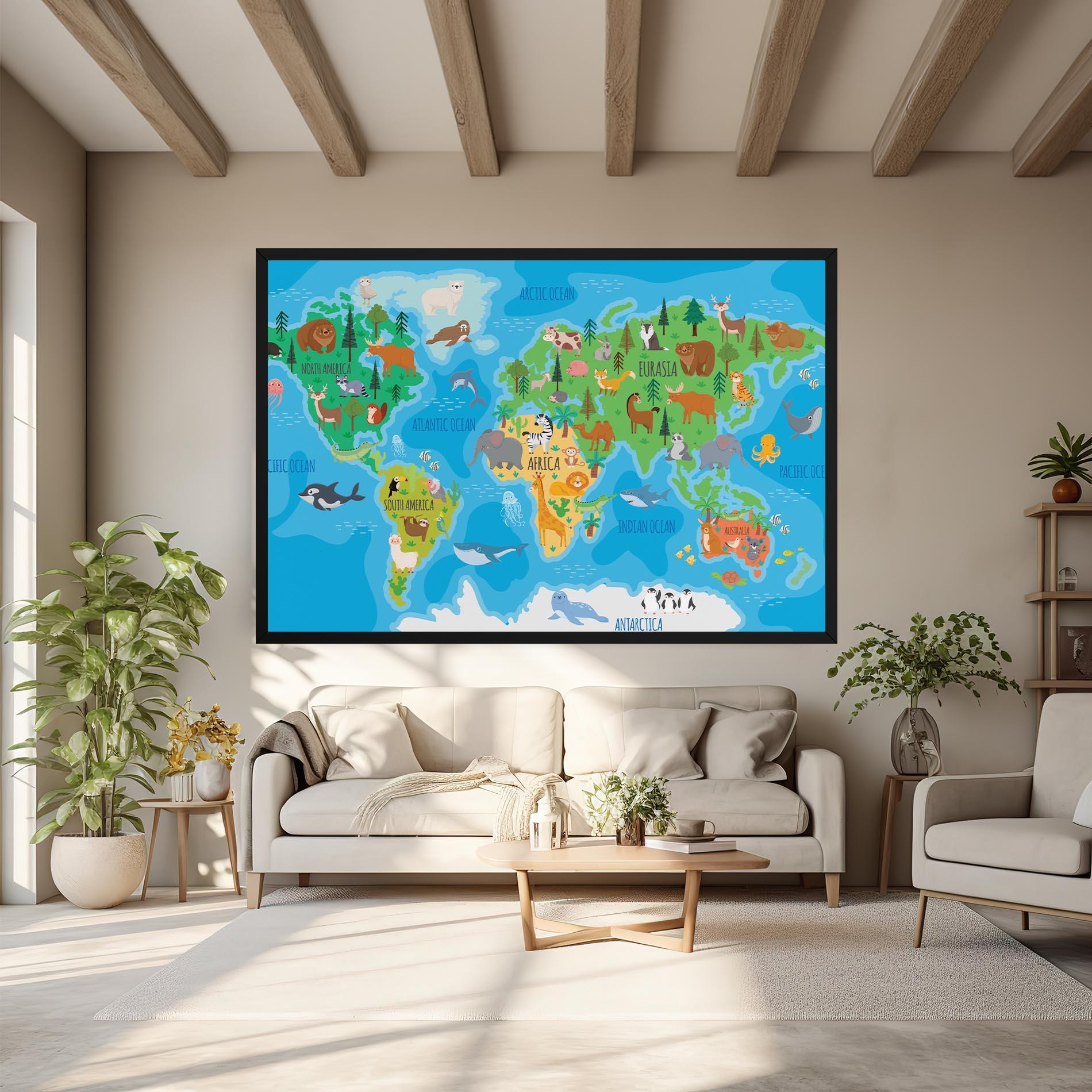Vászonkép Worldwide Kids Map mockup 6