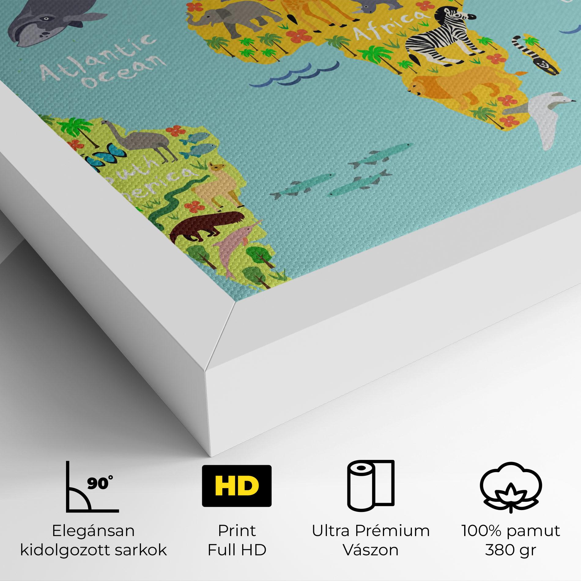 Vászonkép Animal World Map mockup 4