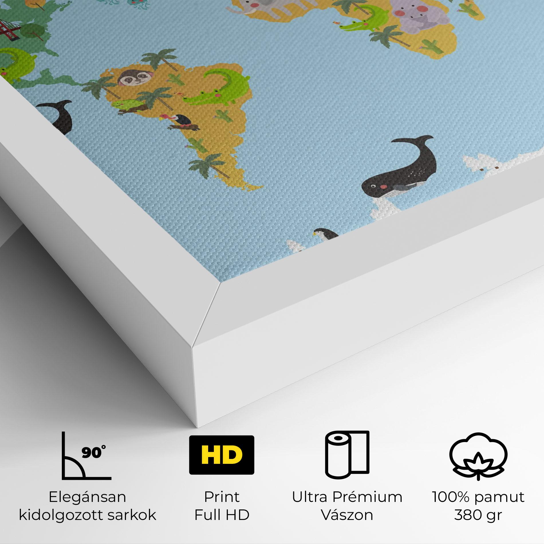 Vászonkép Animals Cute Map mockup 4