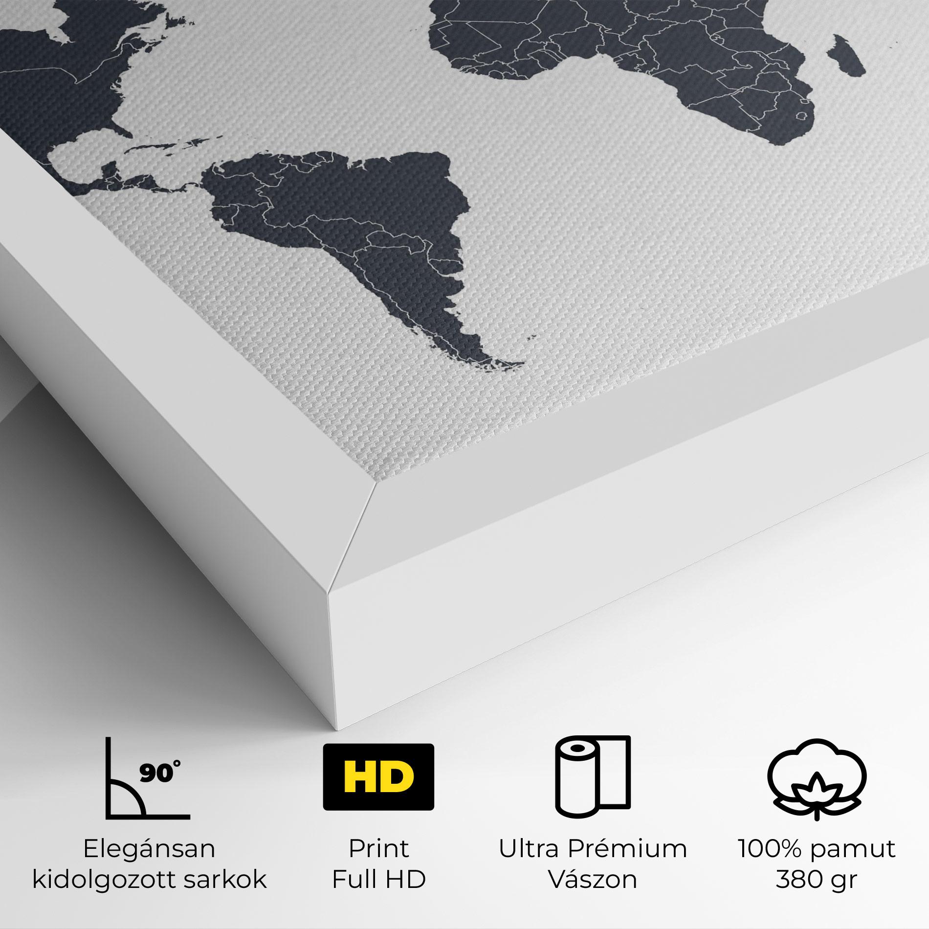 Vászonkép World Grey Map mockup 4