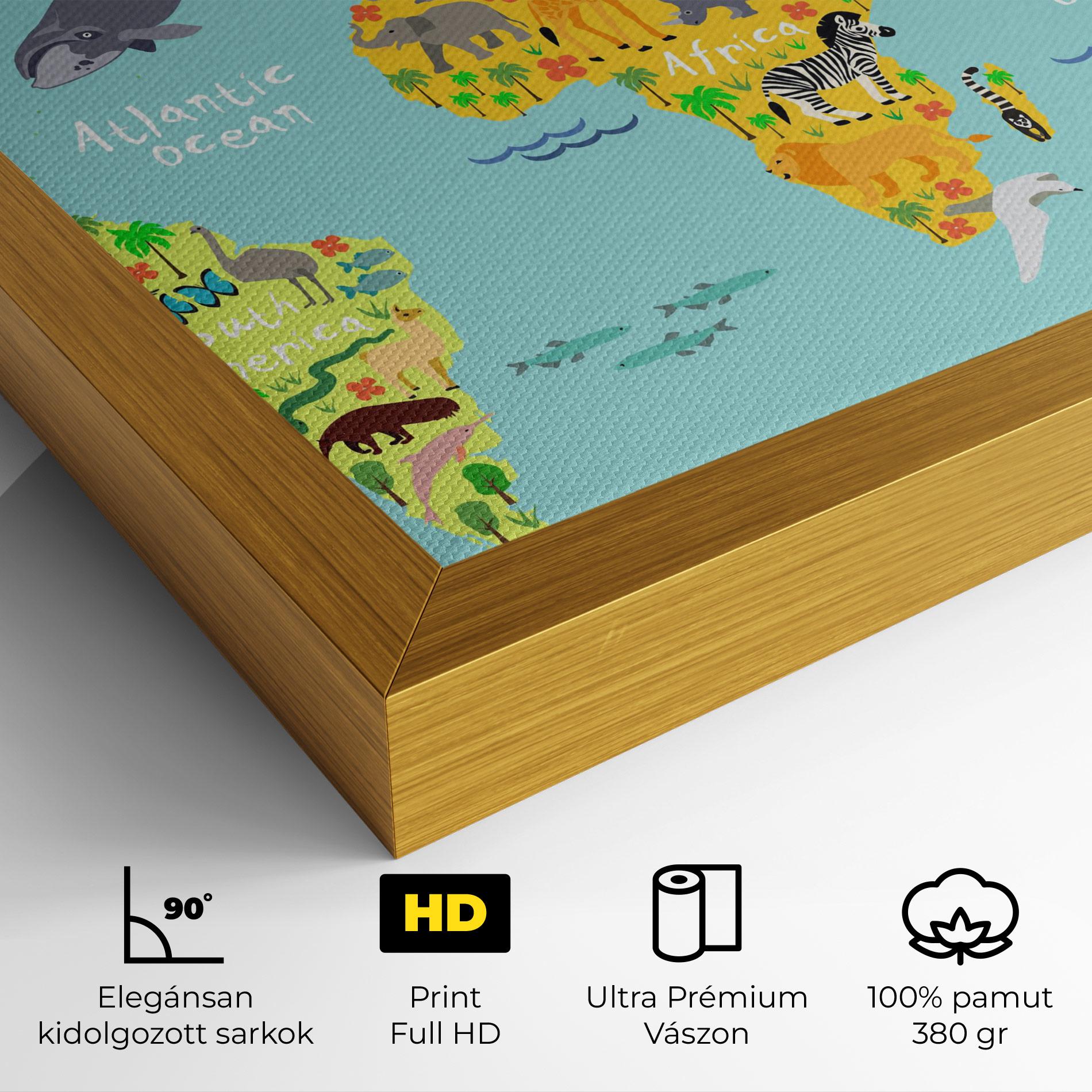 Vászonkép Animal World Map mockup 4