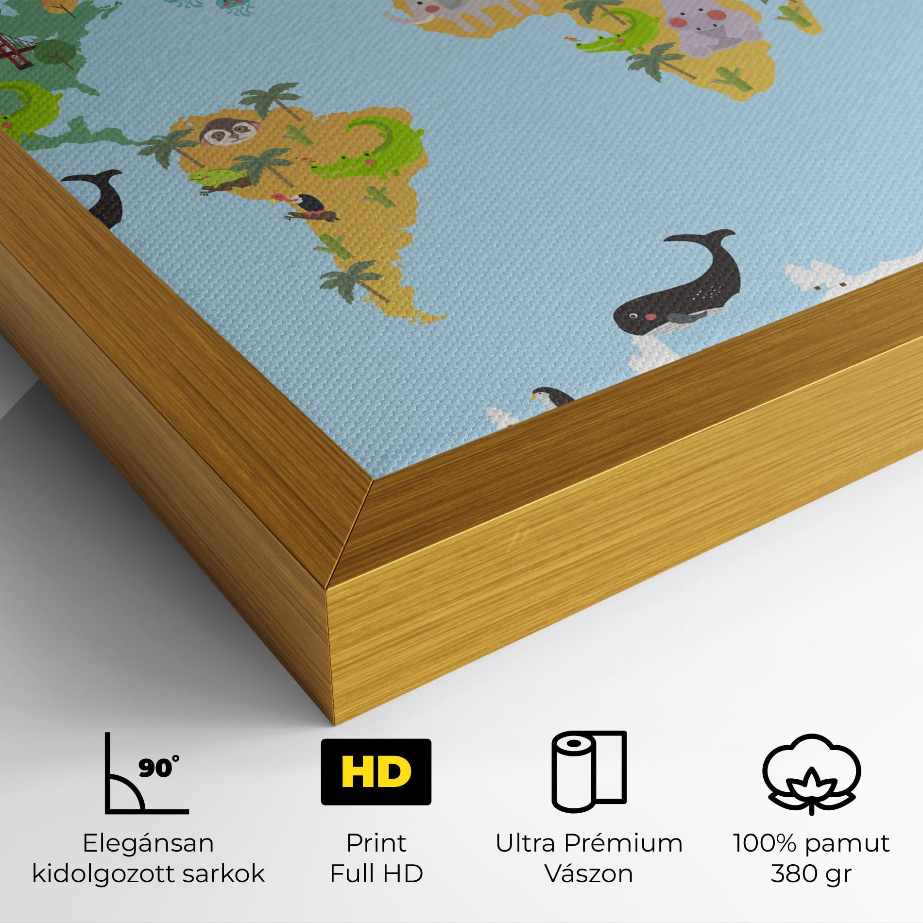 Vászonkép Animals Cute Map mockup 4