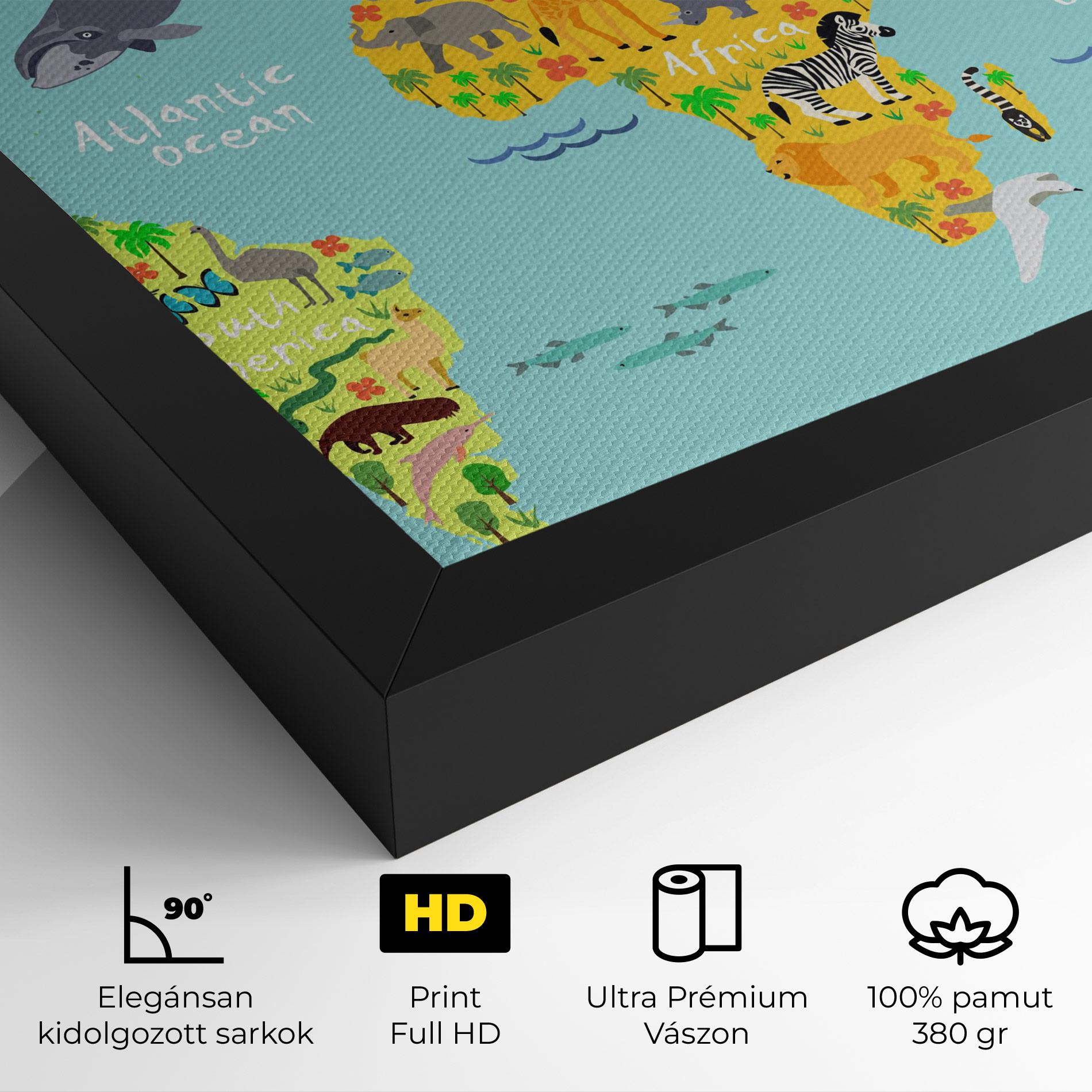 Vászonkép Animal World Map mockup 4