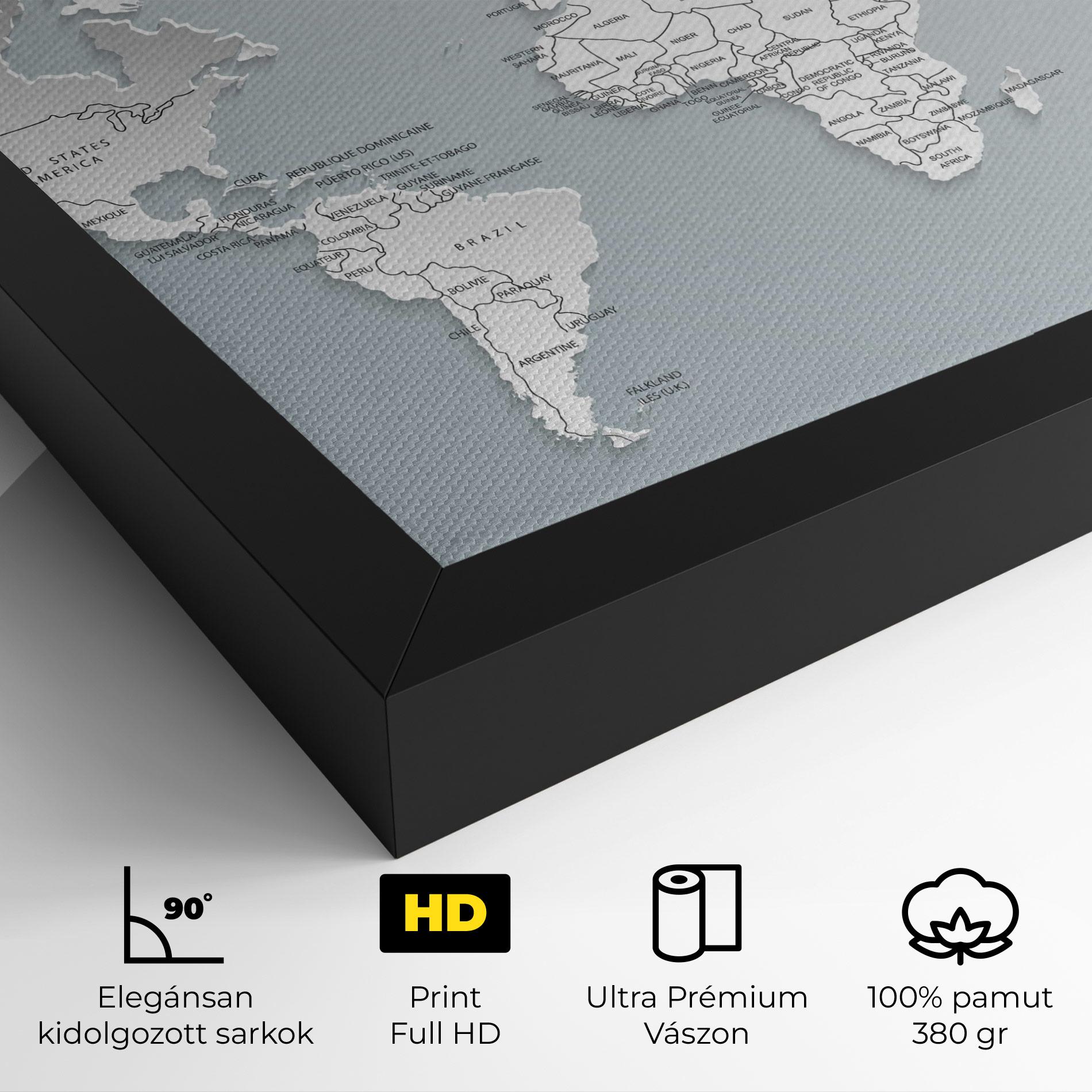 Vászonkép Grey White Map mockup 4