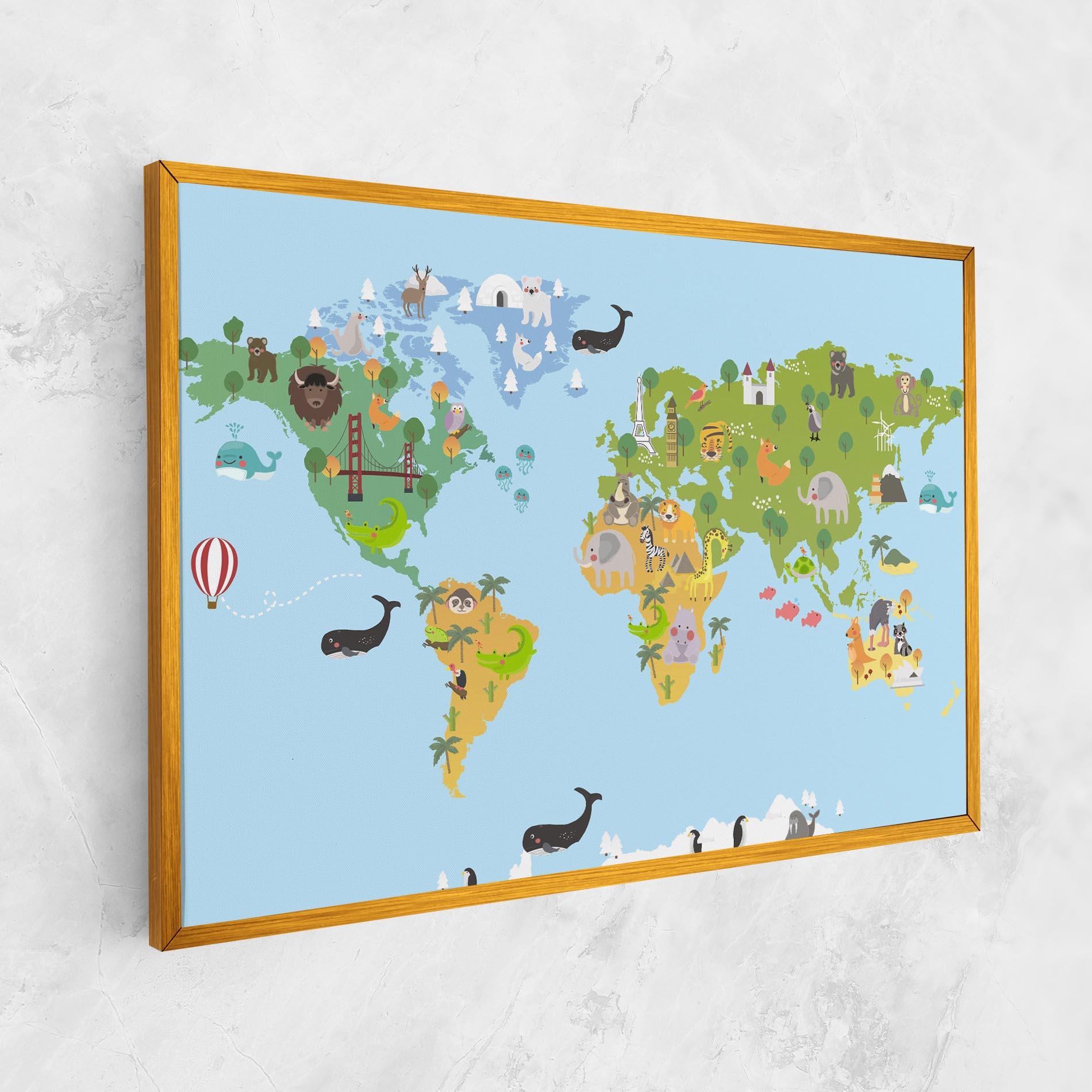 Vászonkép Animals Cute Map mockup 1