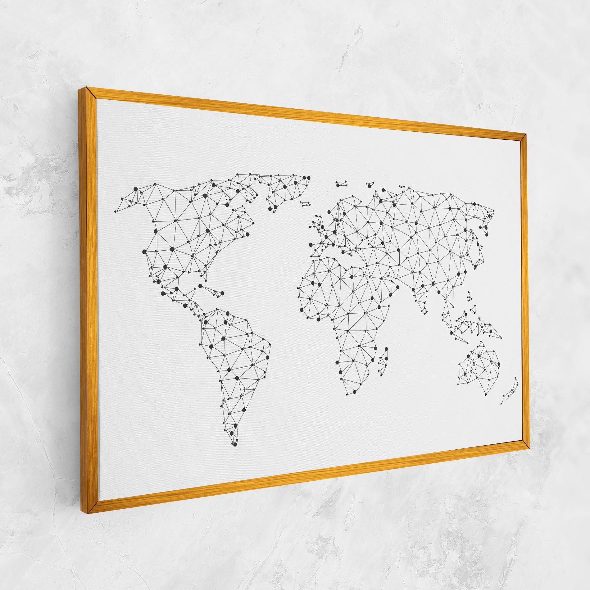 Vászonkép Black Map Line mockup 1