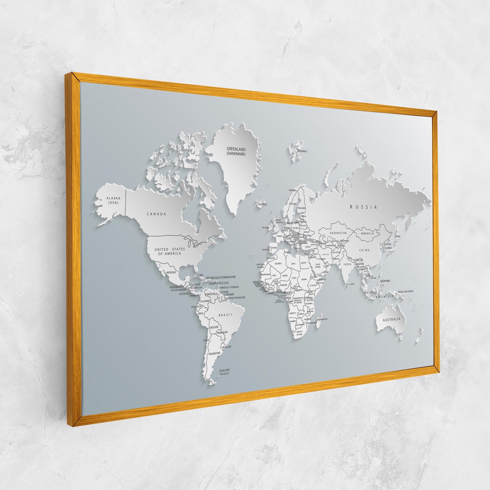 Vászonkép Grey White Map mockup 1