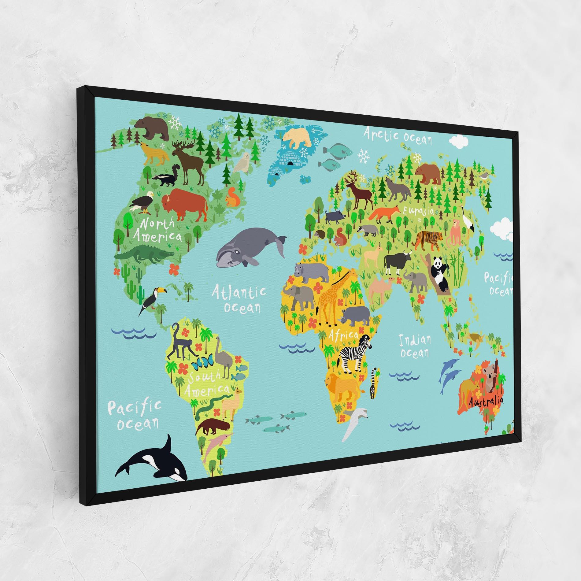 Vászonkép Animal World Map mockup 1