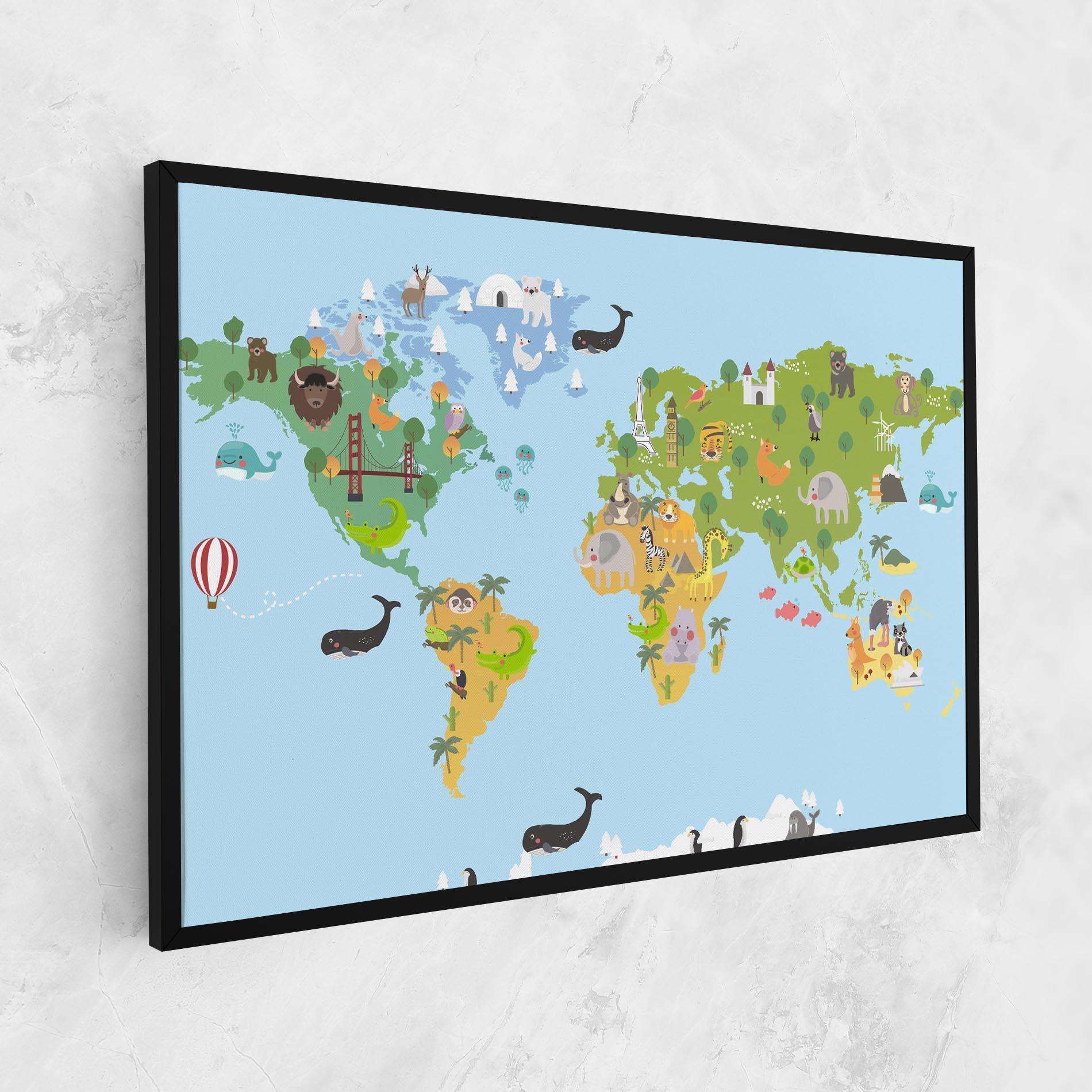 Vászonkép Animals Cute Map mockup 1