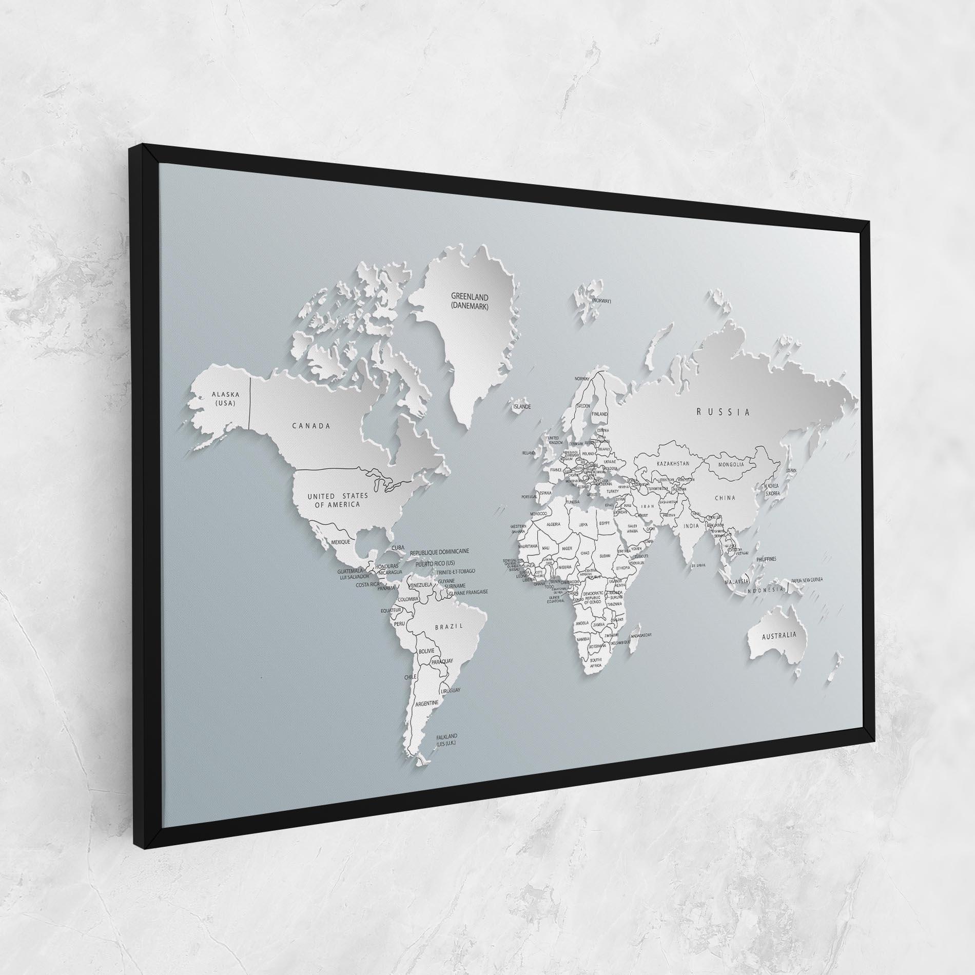 Vászonkép Grey White Map mockup 1