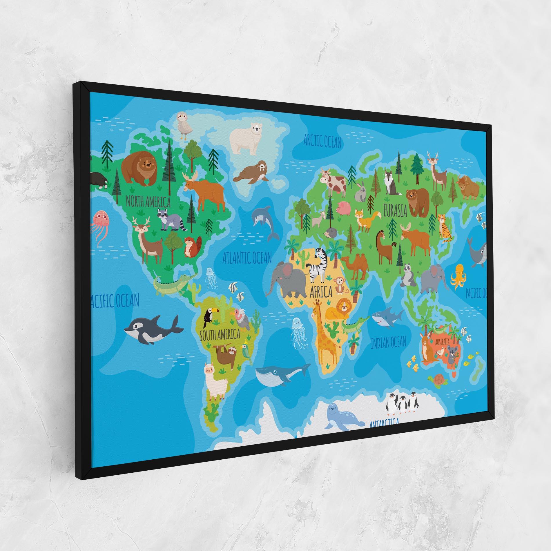 Vászonkép Worldwide Kids Map mockup 1