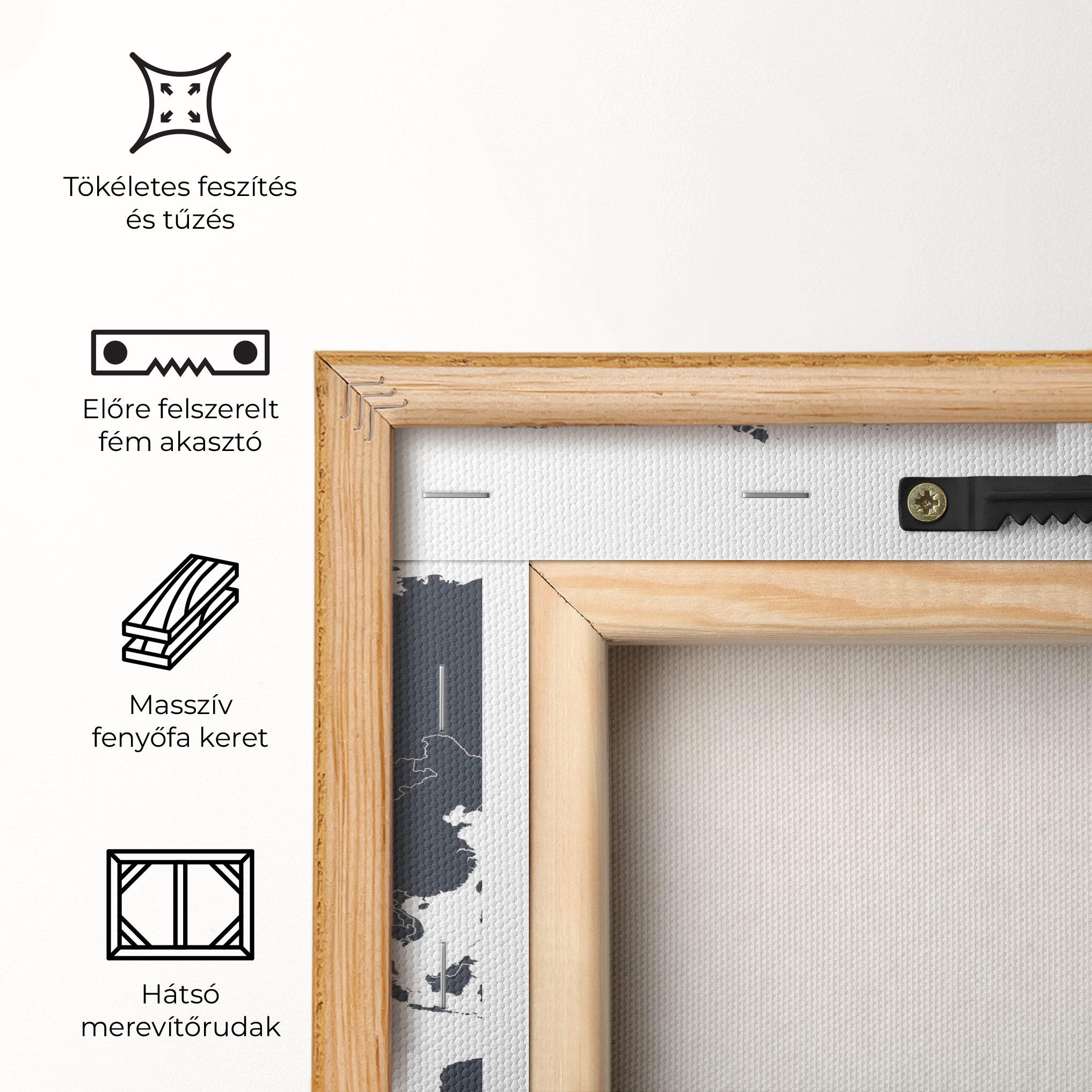 Vászonkép World Grey Map mockup 5