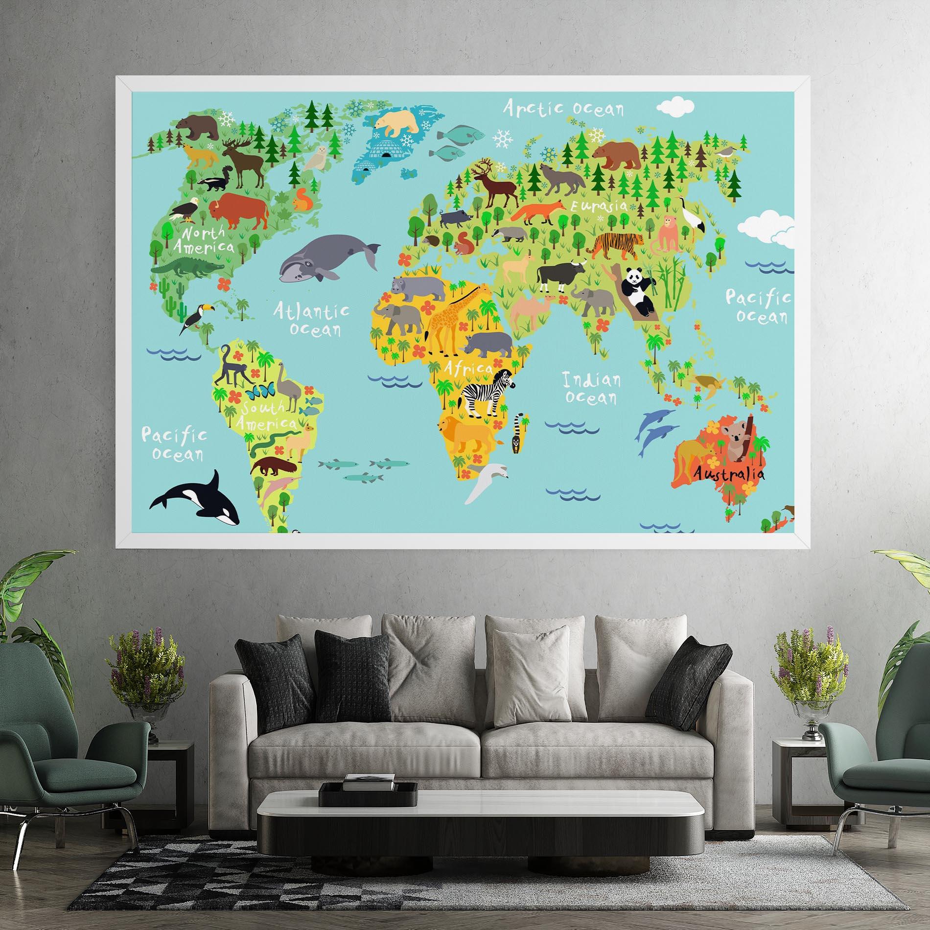 Vászonkép Animal World Map mockup 7