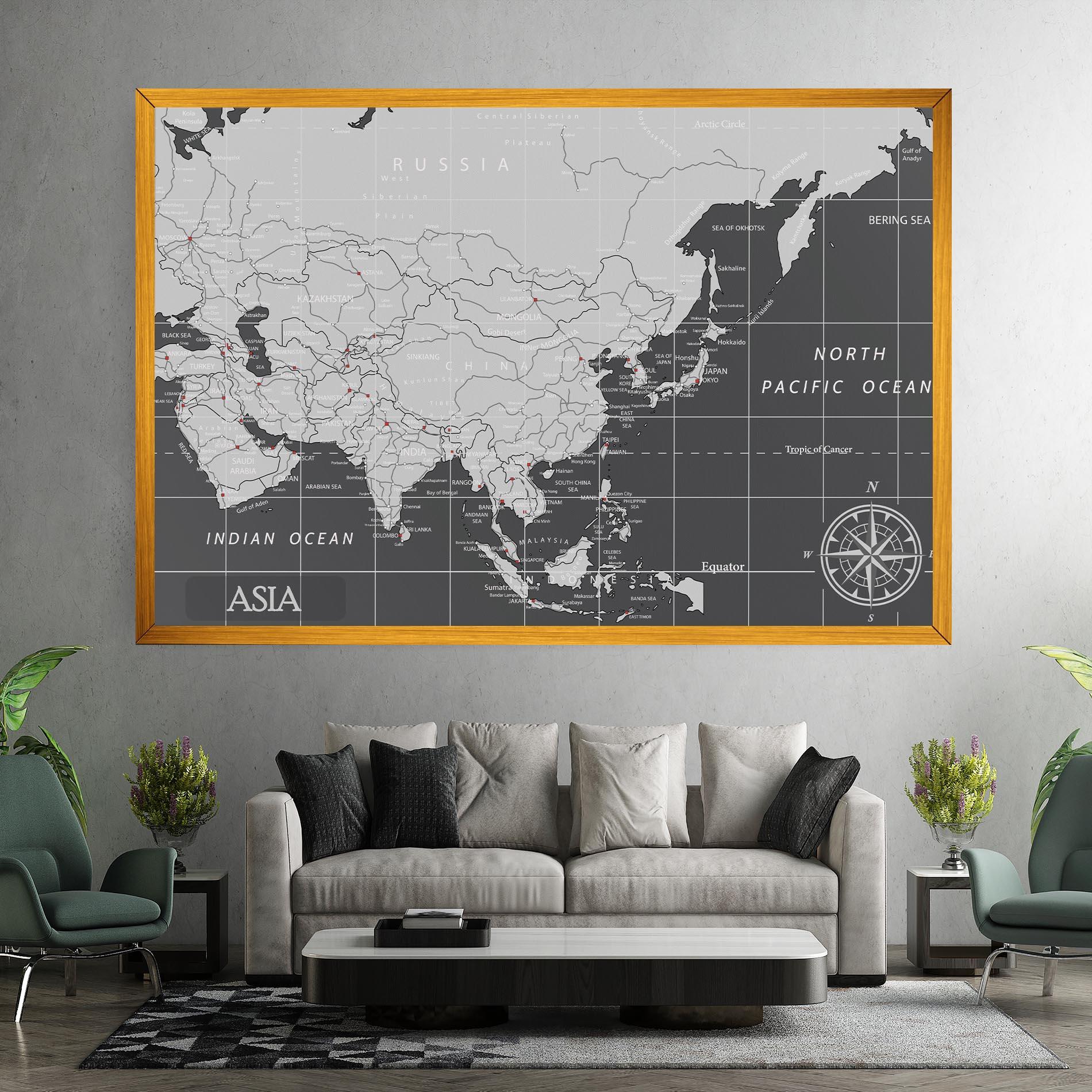 Vászonkép Asia Minimal Map mockup 7