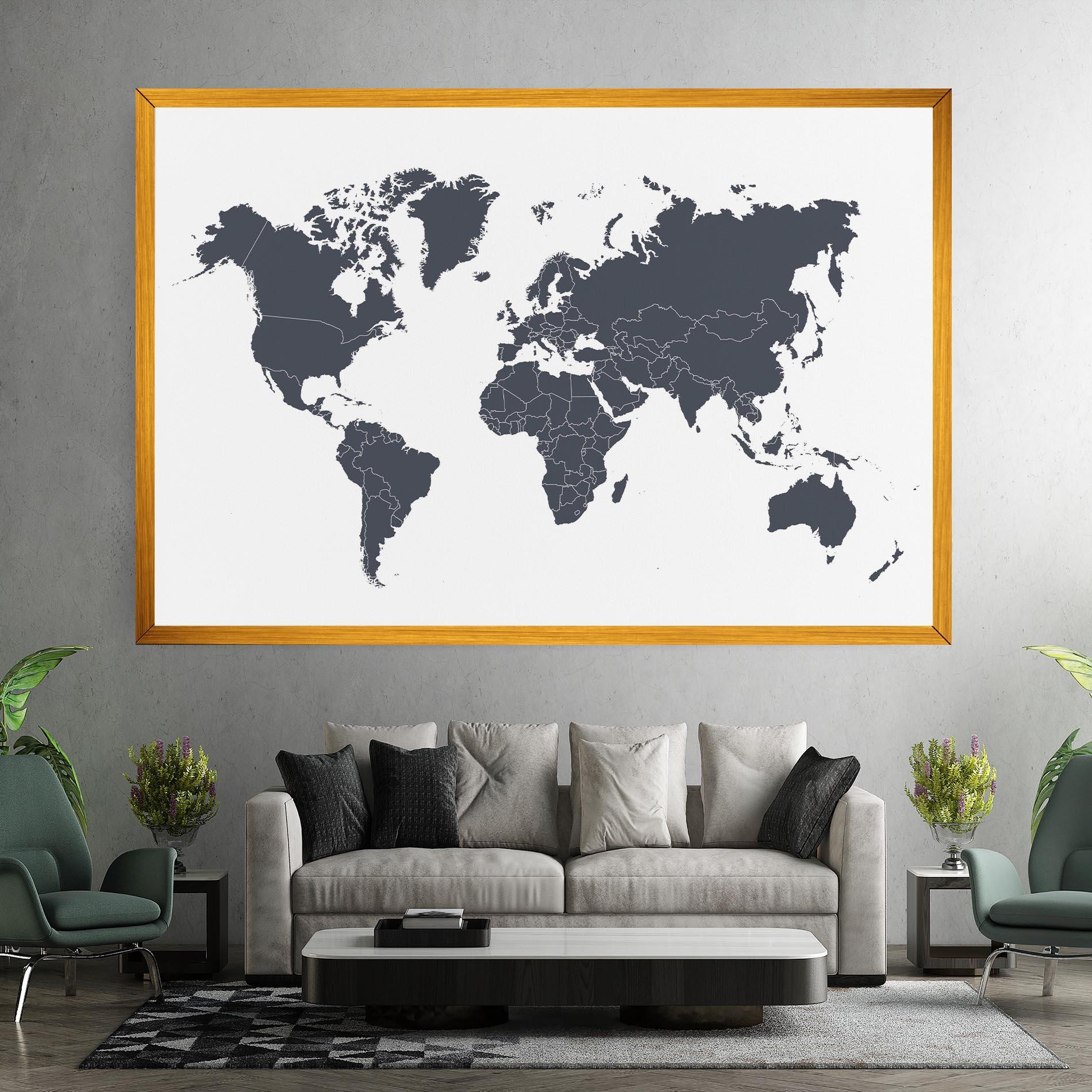 Vászonkép World Grey Map mockup 7