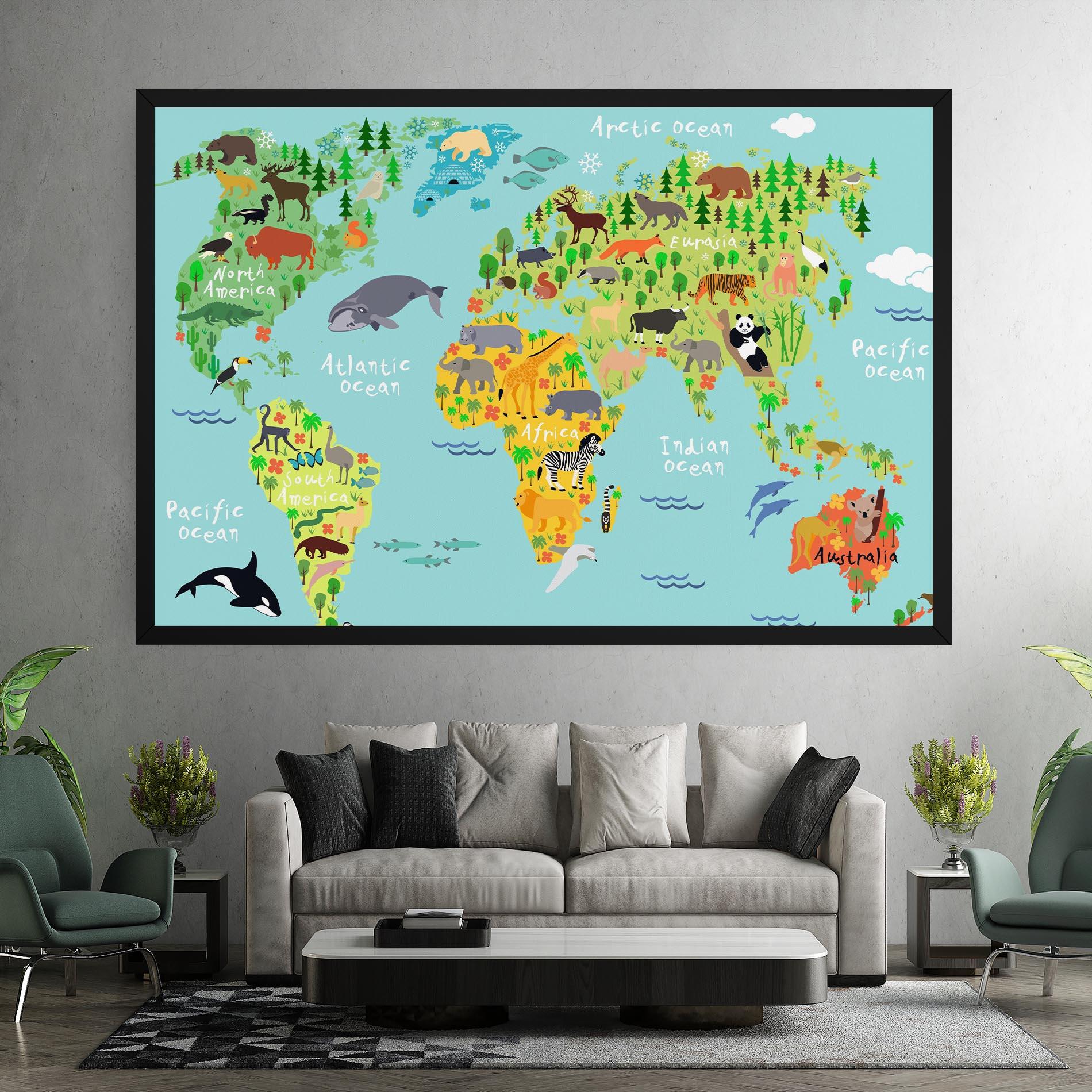 Vászonkép Animal World Map mockup 7