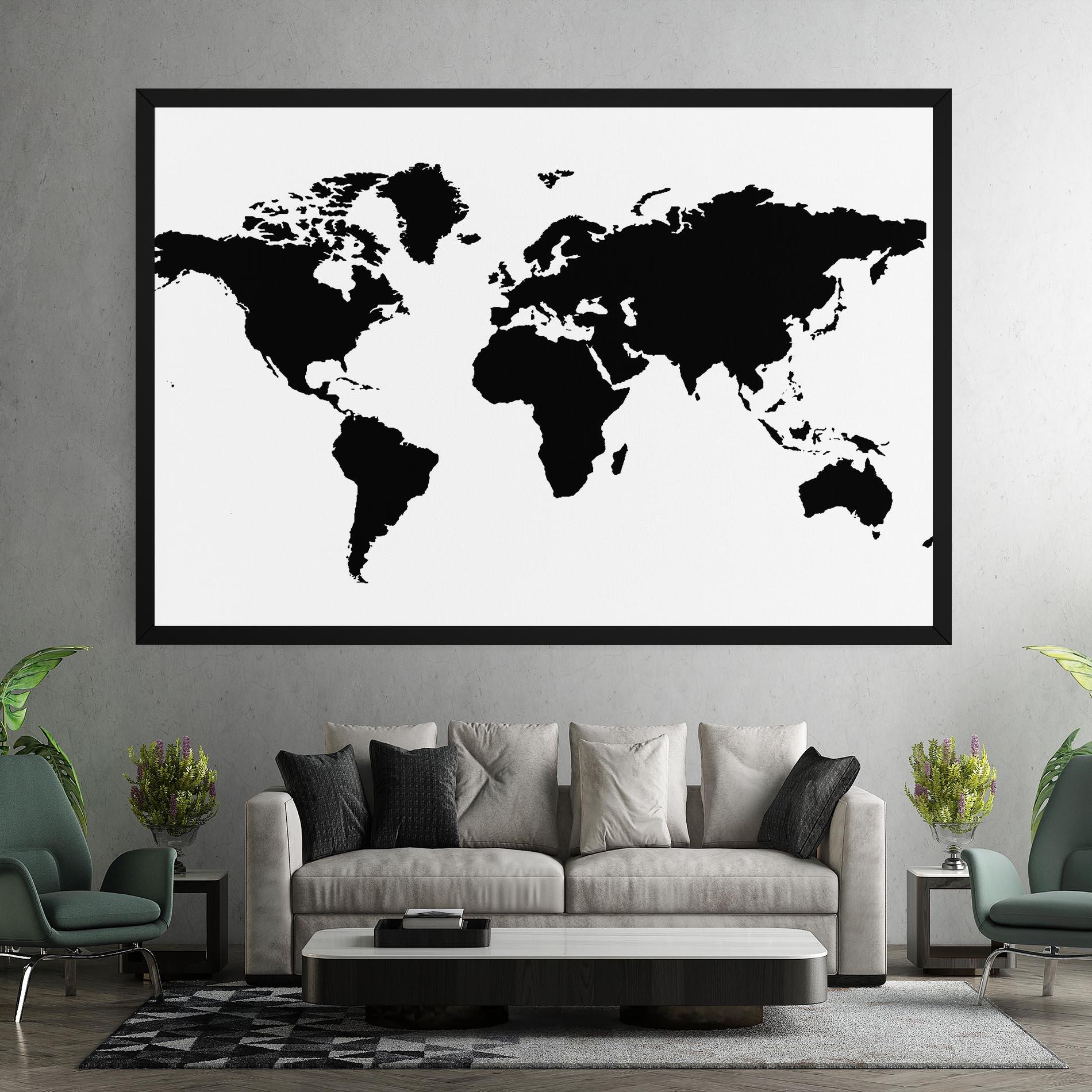 Vászonkép Global Black Map mockup 7