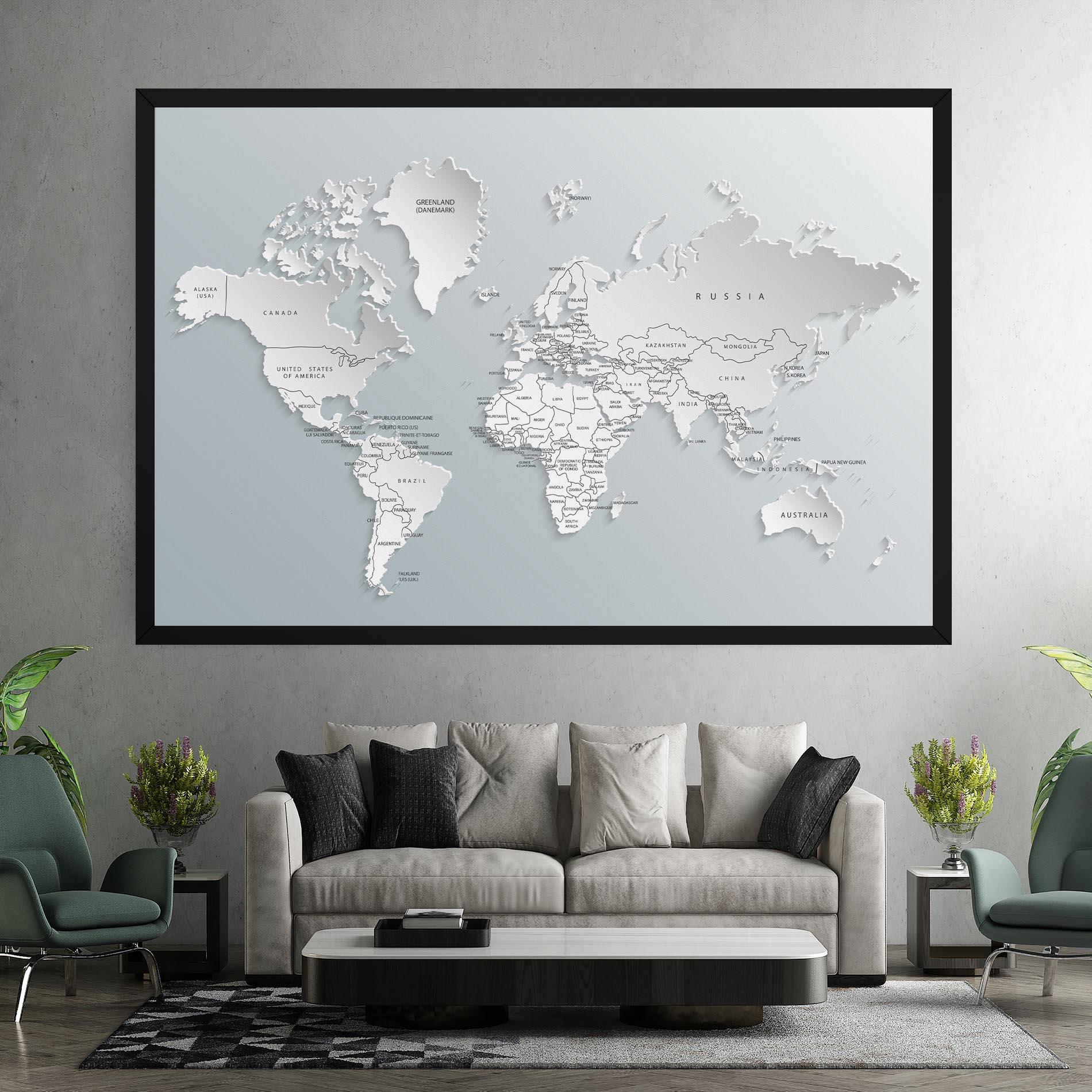Vászonkép Grey White Map mockup 7