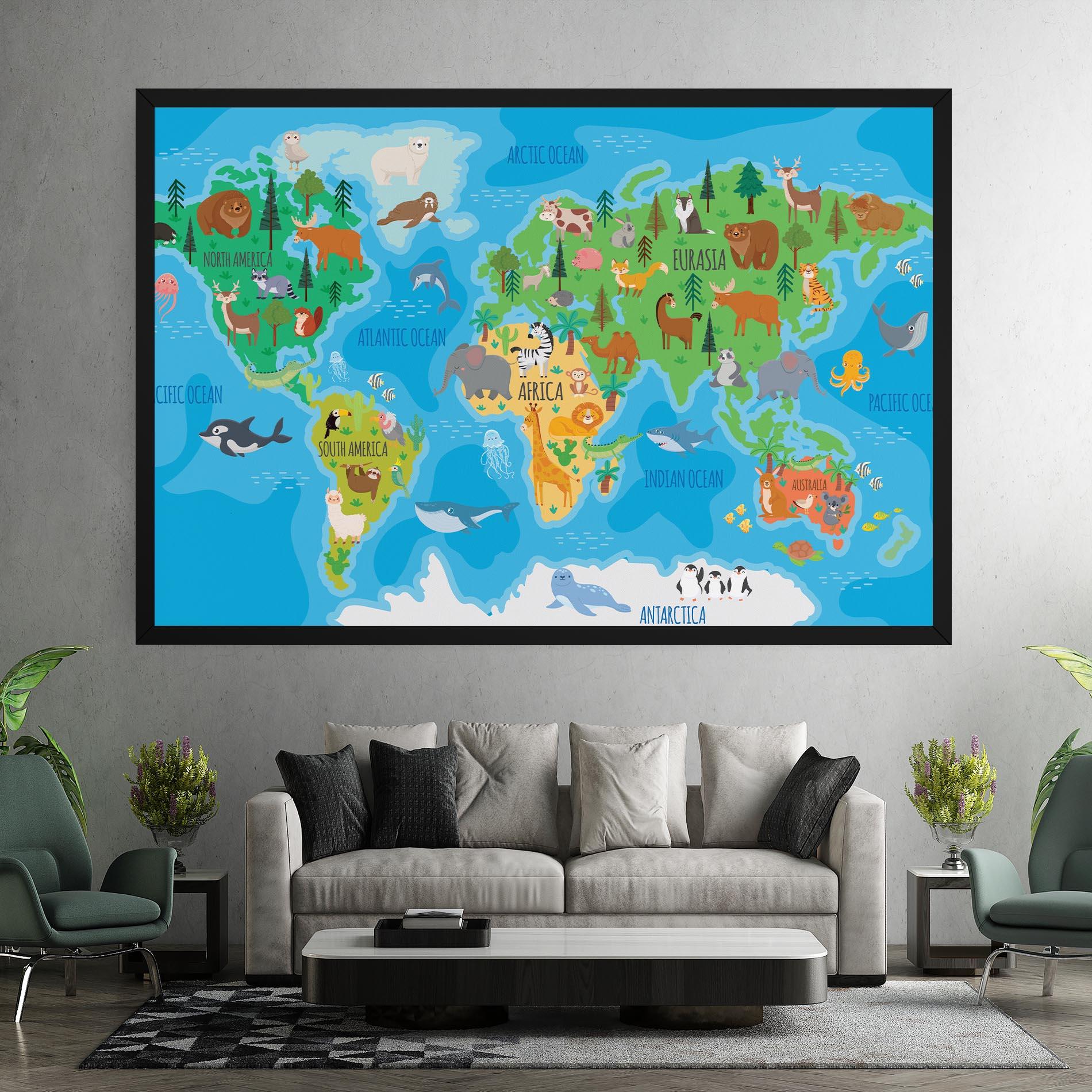 Vászonkép Worldwide Kids Map mockup 7