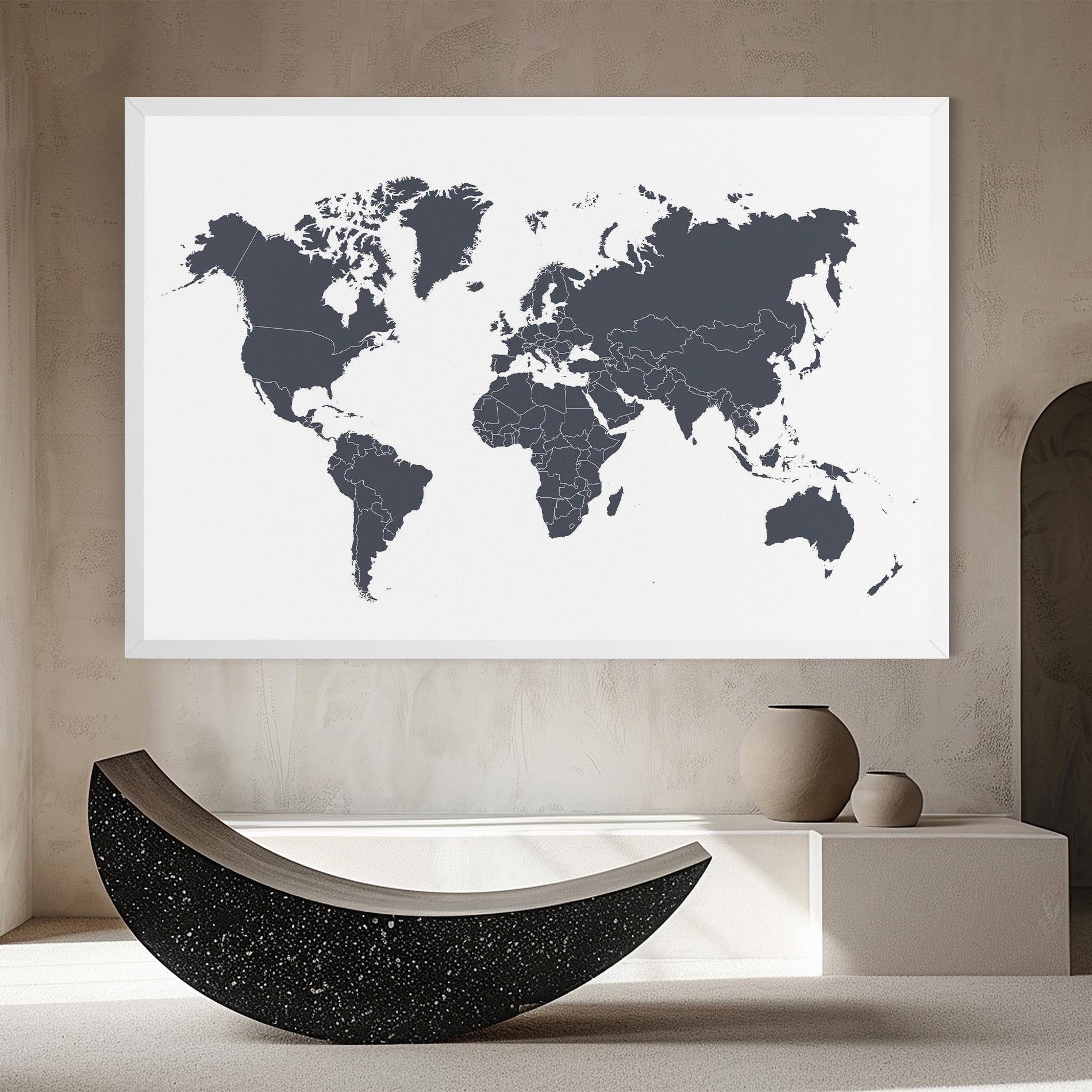Vászonkép World Grey Map mockup 8