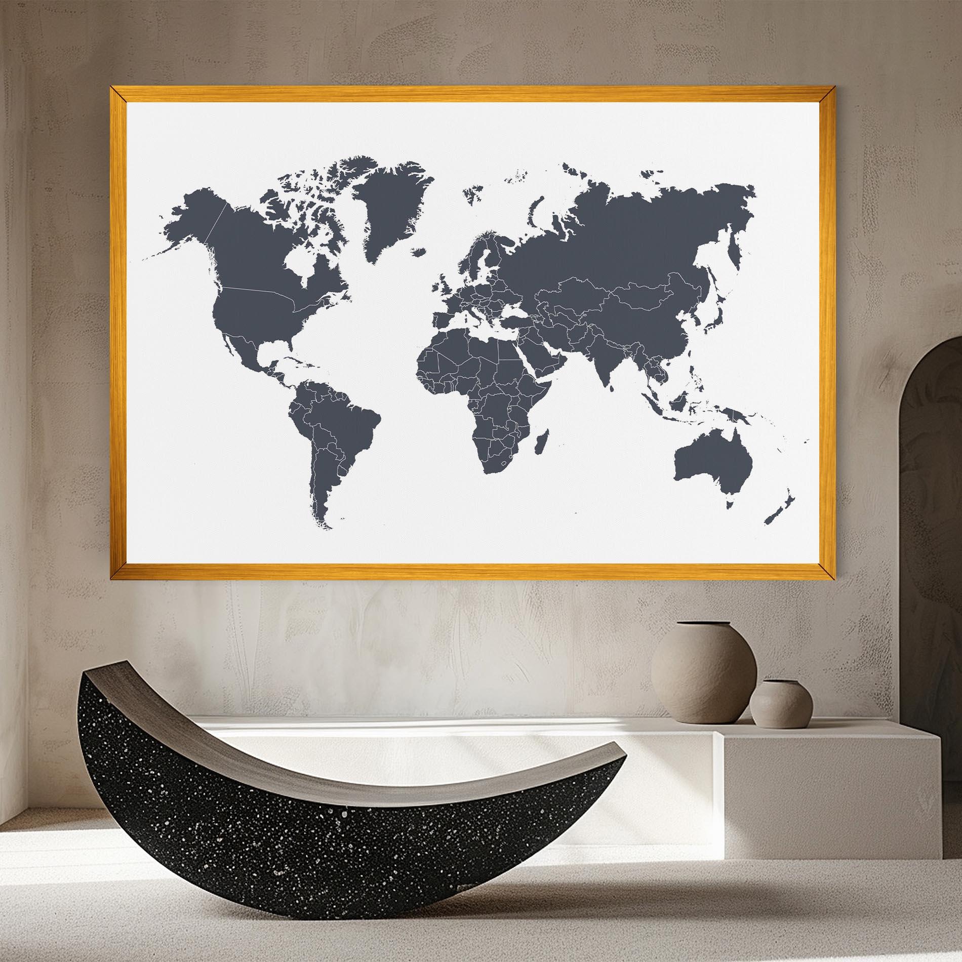 Vászonkép World Grey Map mockup 8