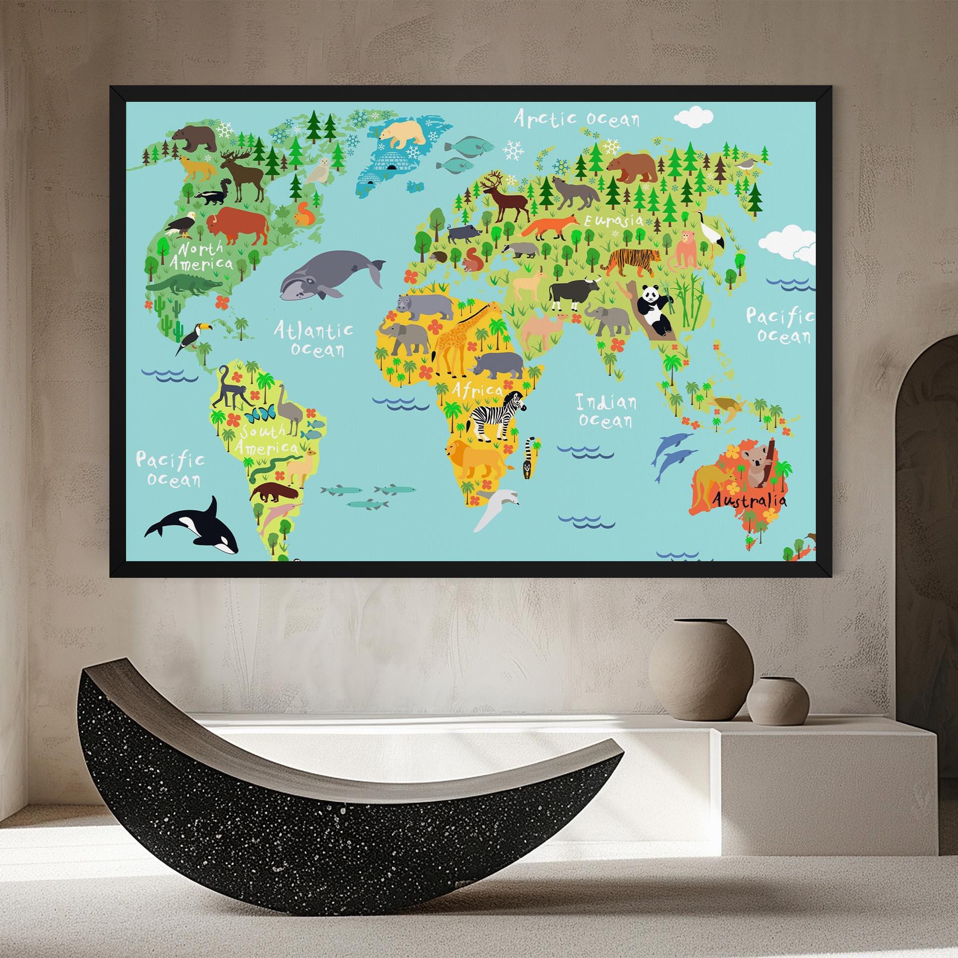 Vászonkép Animal World Map mockup 8
