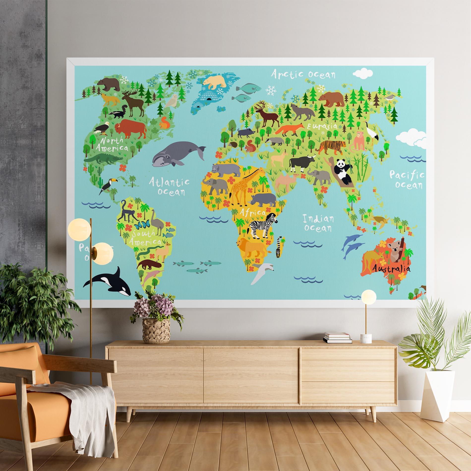 Vászonkép Animal World Map mockup 9