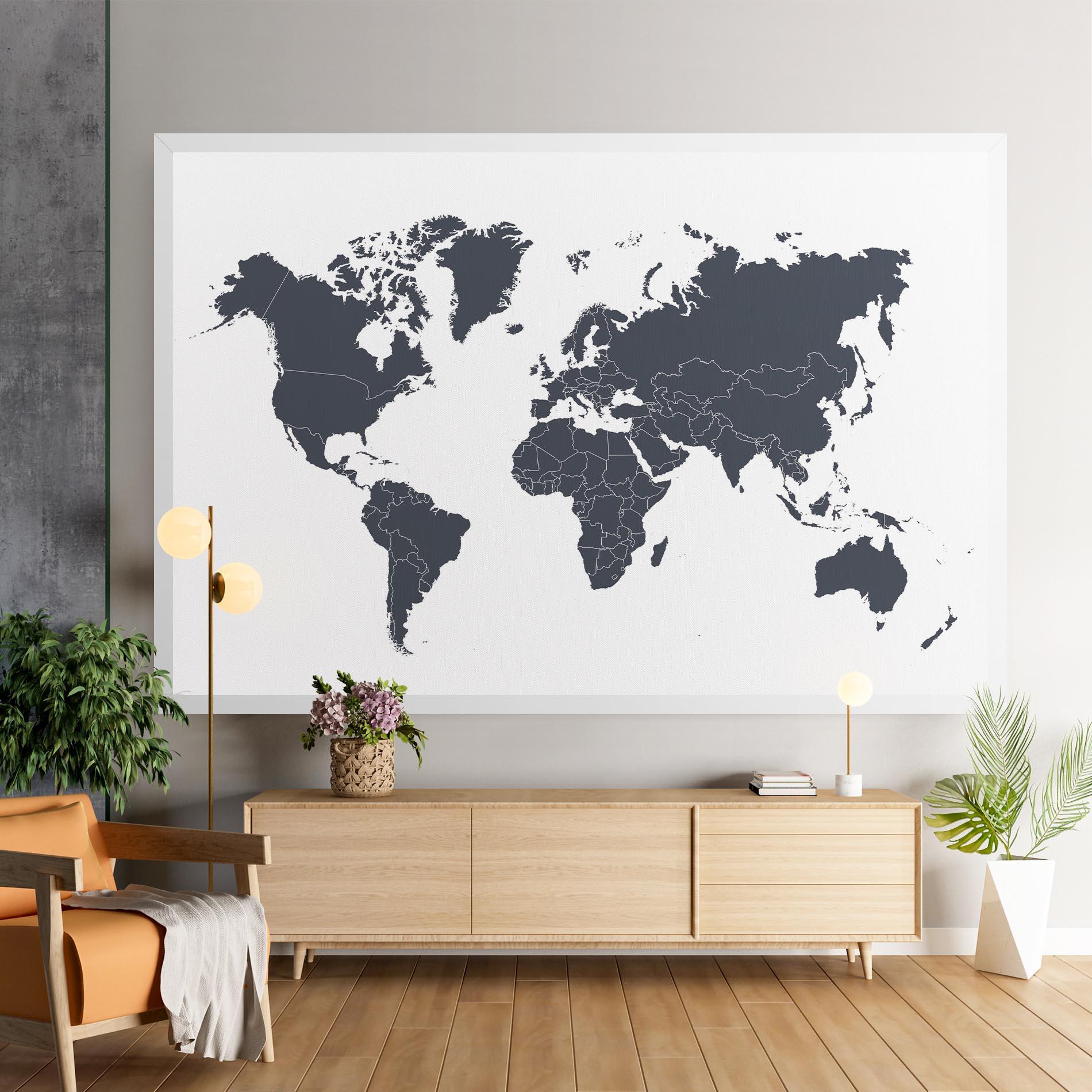 Vászonkép World Grey Map mockup 9