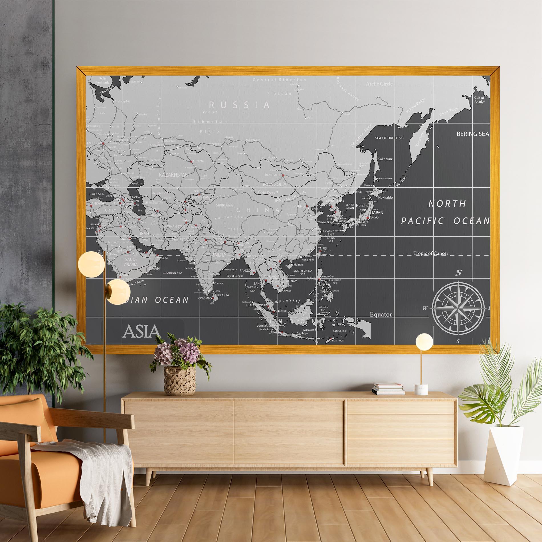 Vászonkép Asia Minimal Map mockup 9