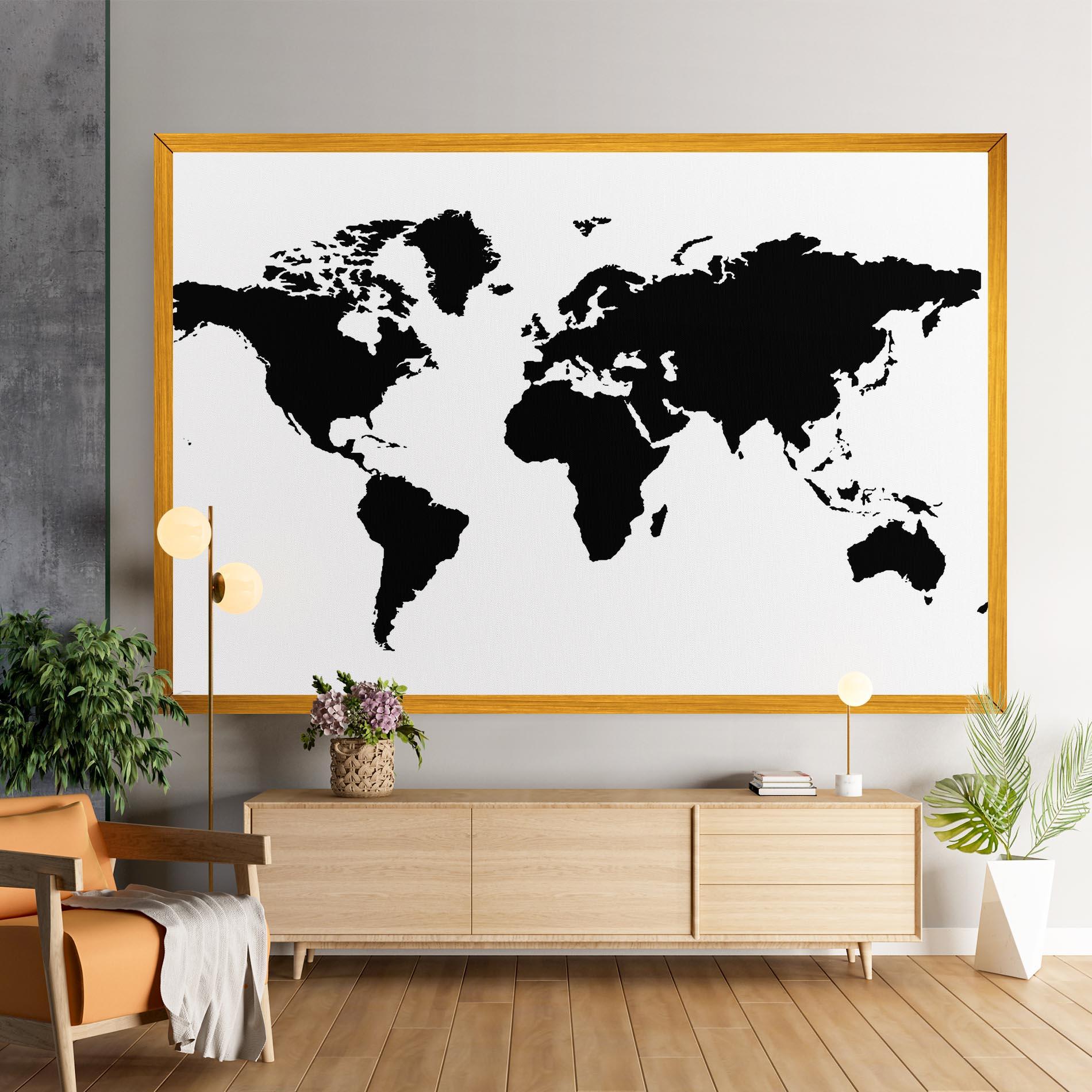 Vászonkép Global Black Map mockup 9