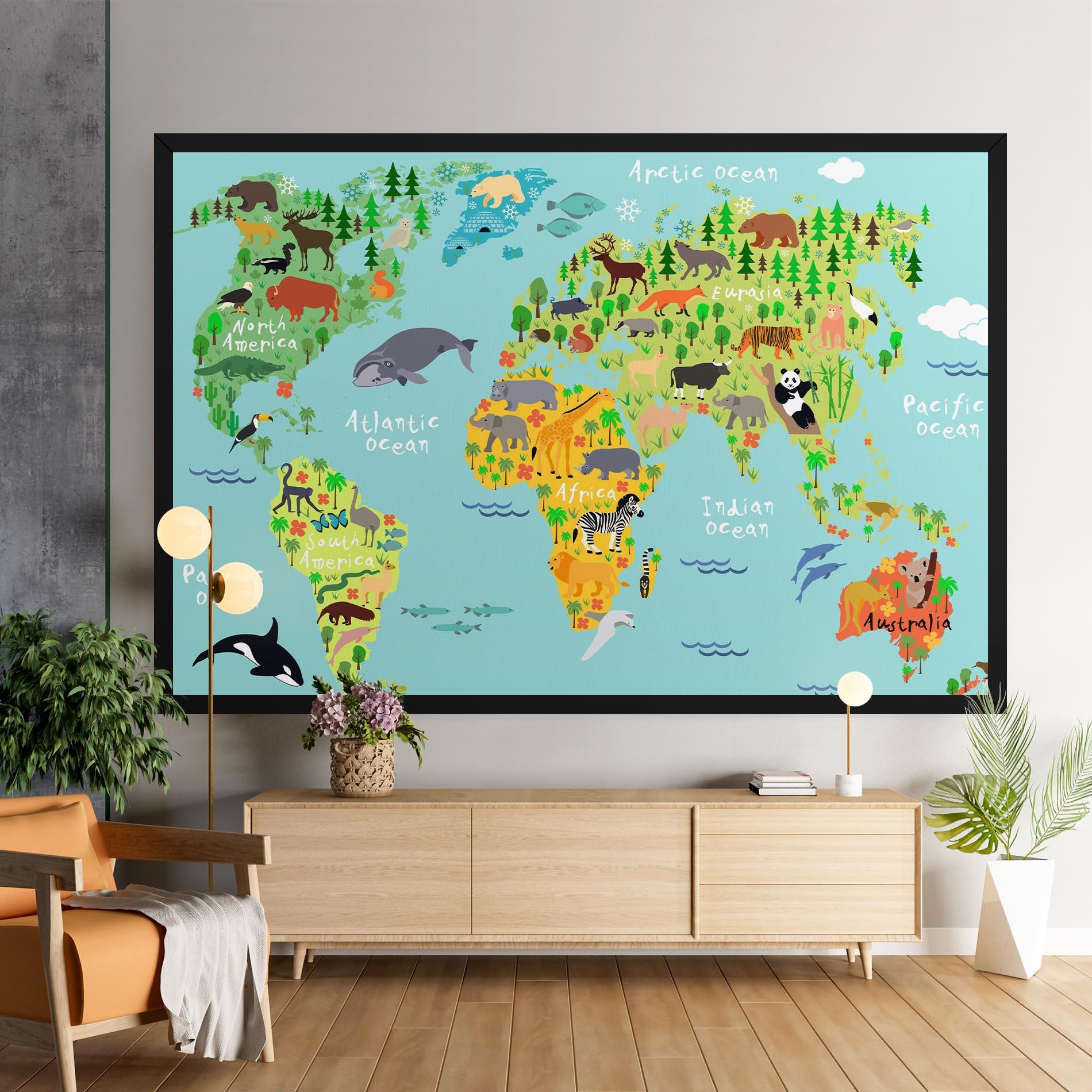 Vászonkép Animal World Map mockup 9