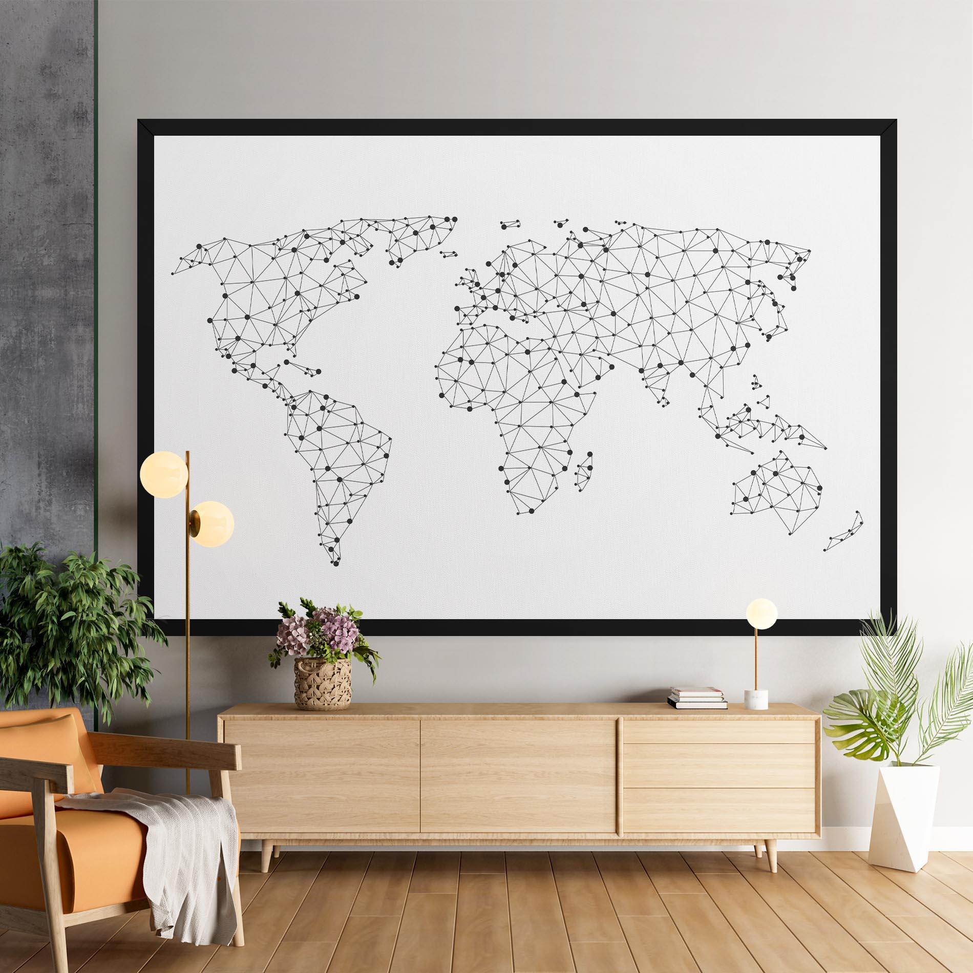 Vászonkép Black Map Line mockup 9