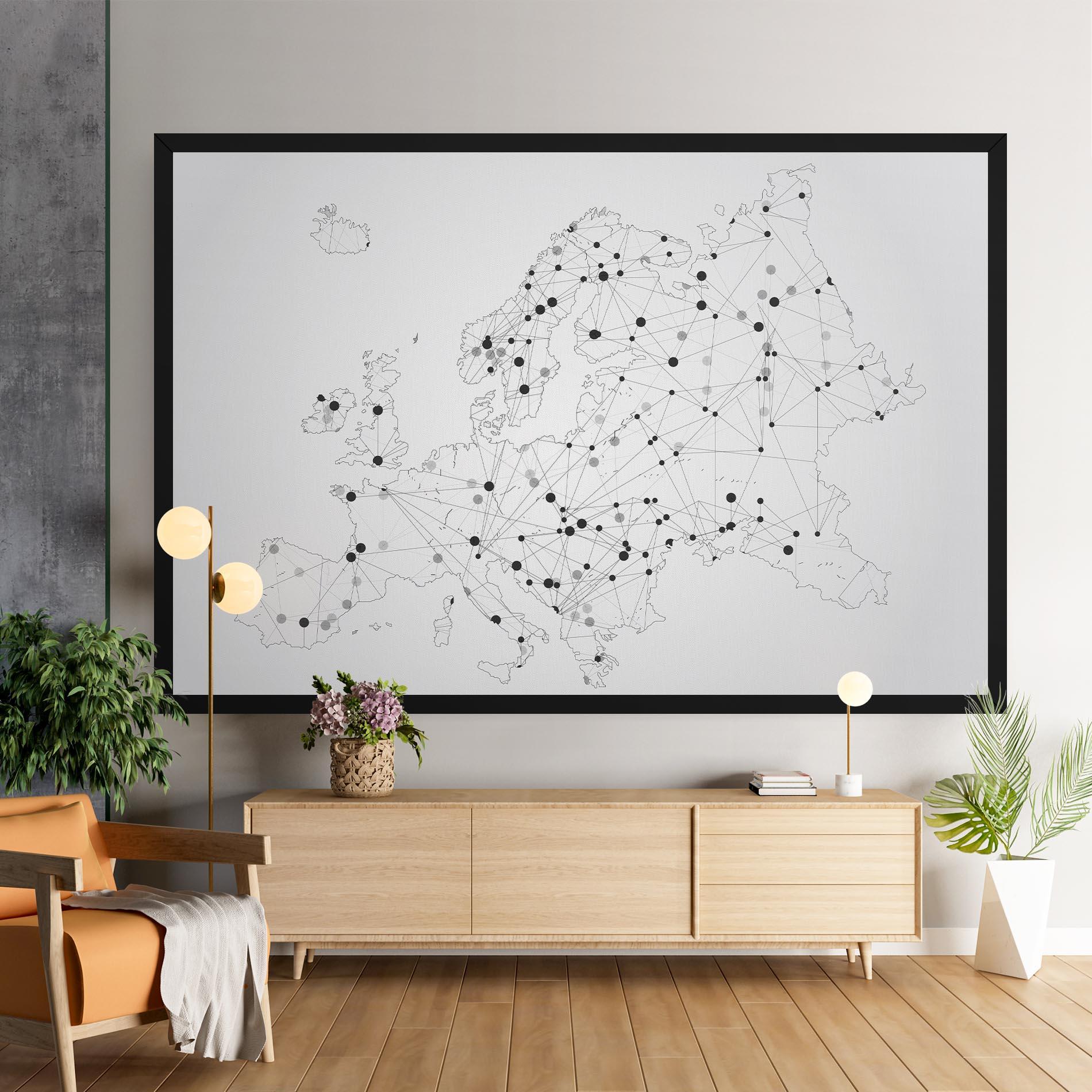 Vászonkép Europe Line Map mockup 9