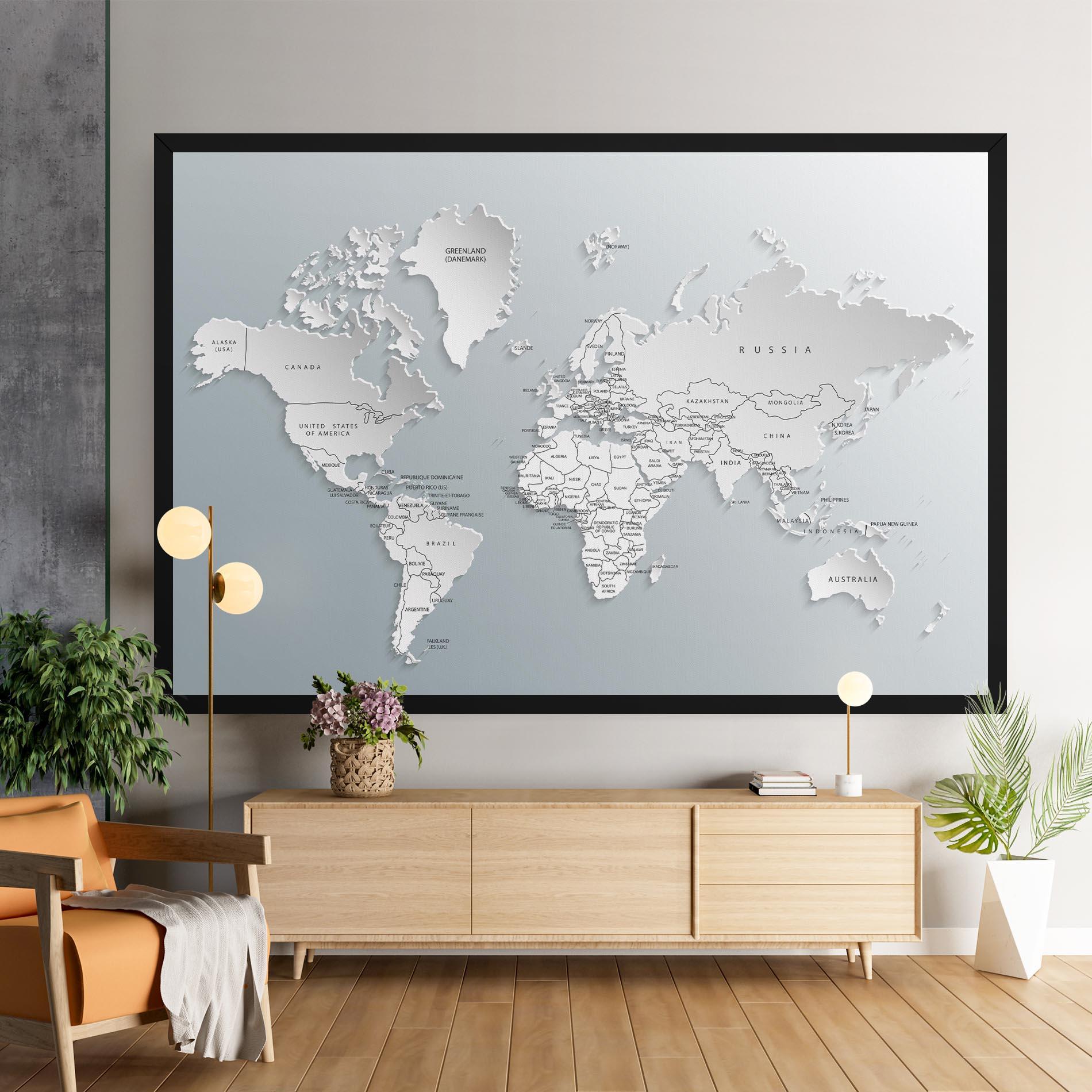 Vászonkép Grey White Map mockup 9