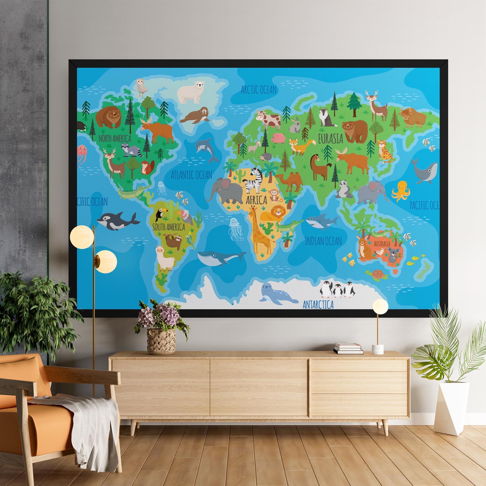 Vászonkép Worldwide Kids Map mockup 9