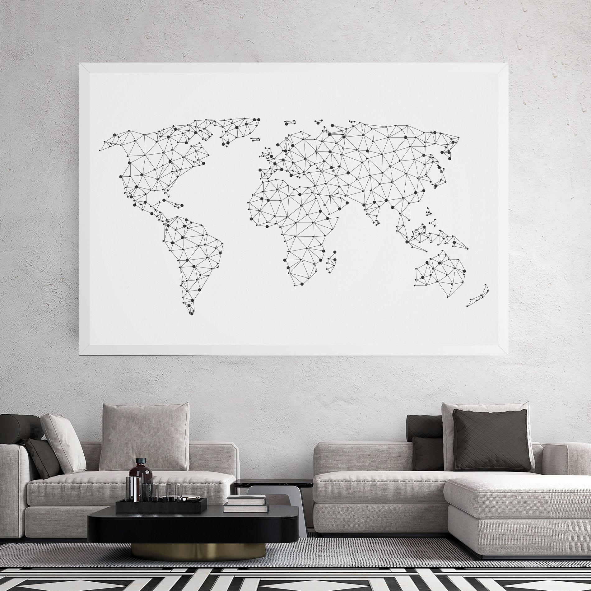 Vászonkép Black Map Line mockup 2