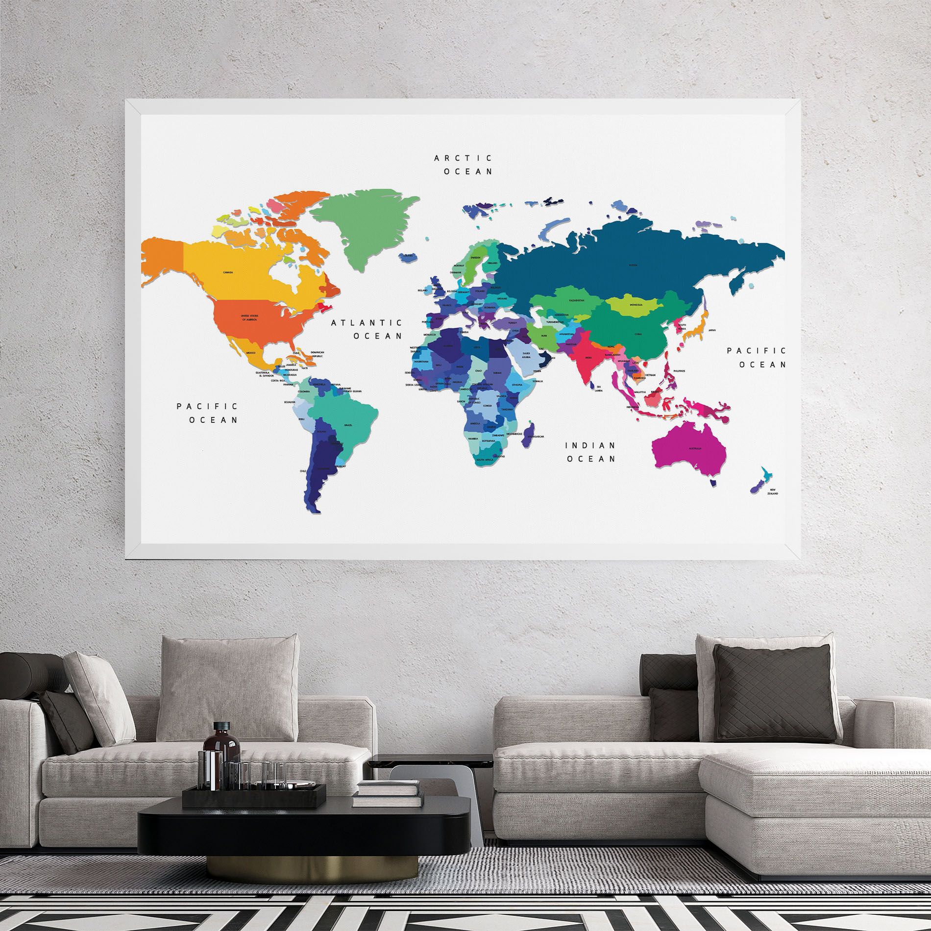 Colored Continents Map mockup 2