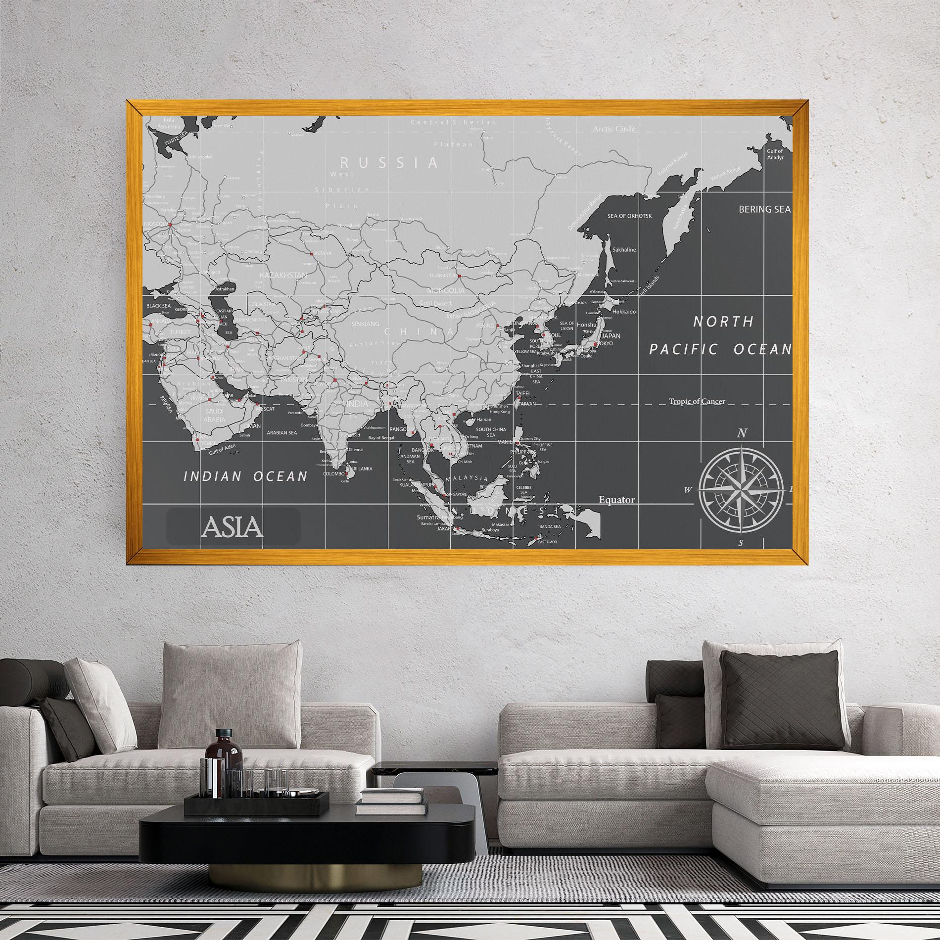 Vászonkép Asia Minimal Map mockup 2