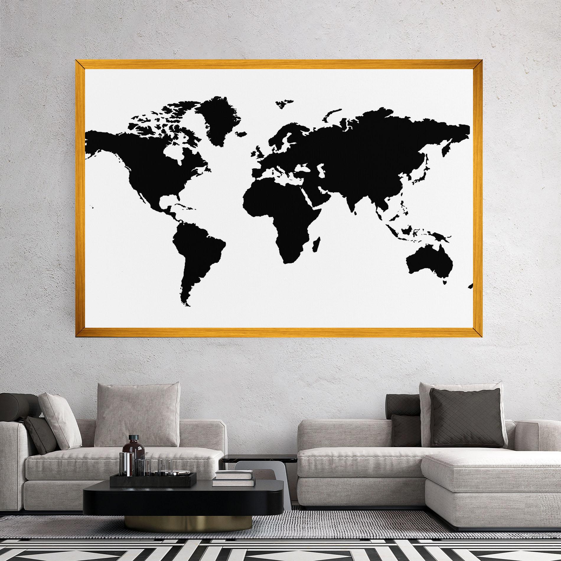 Vászonkép Global Black Map mockup 2