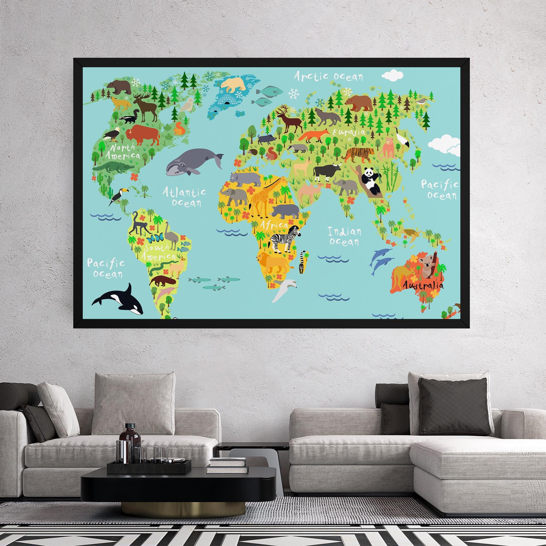 Vászonkép Animal World Map mockup 2