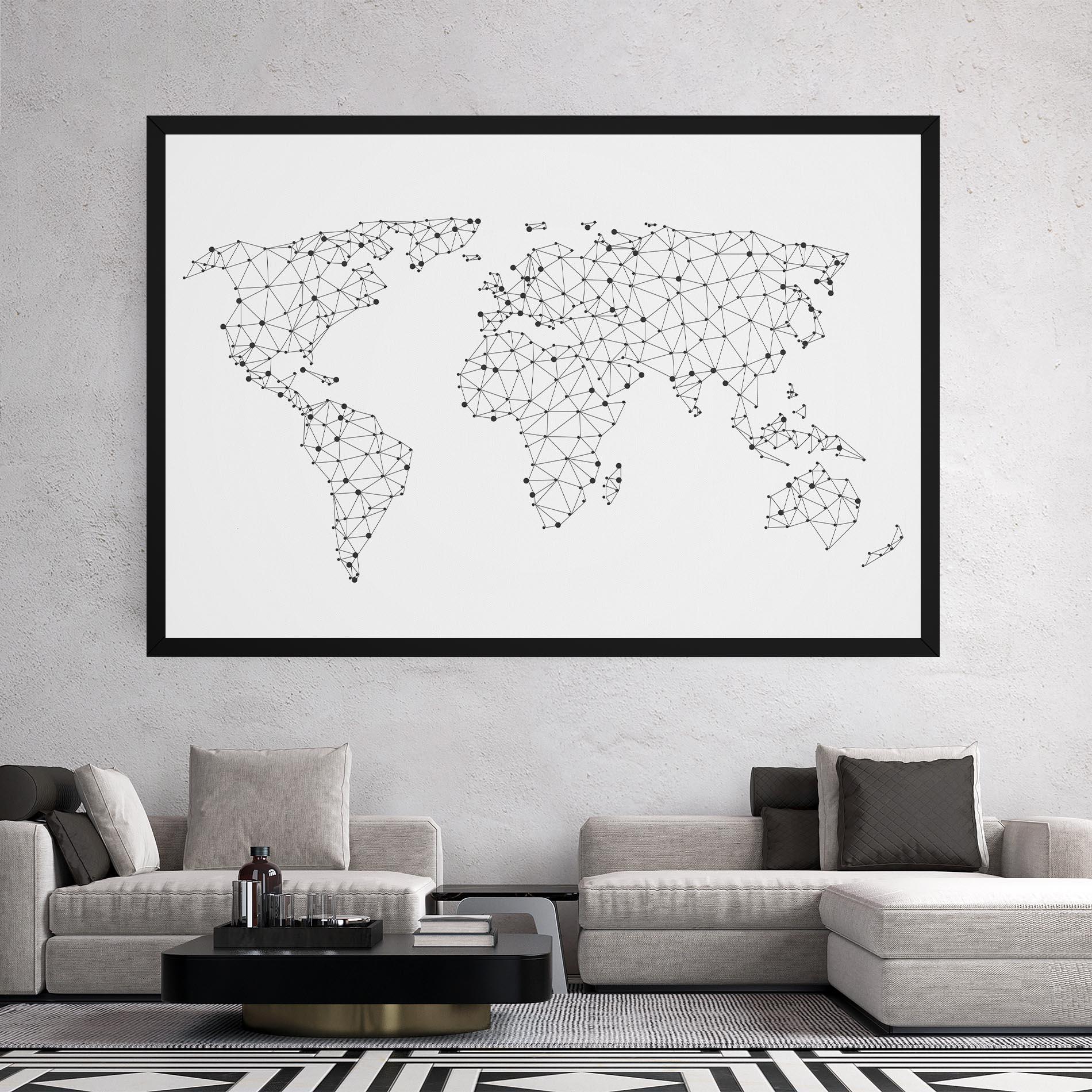 Vászonkép Black Map Line mockup 2