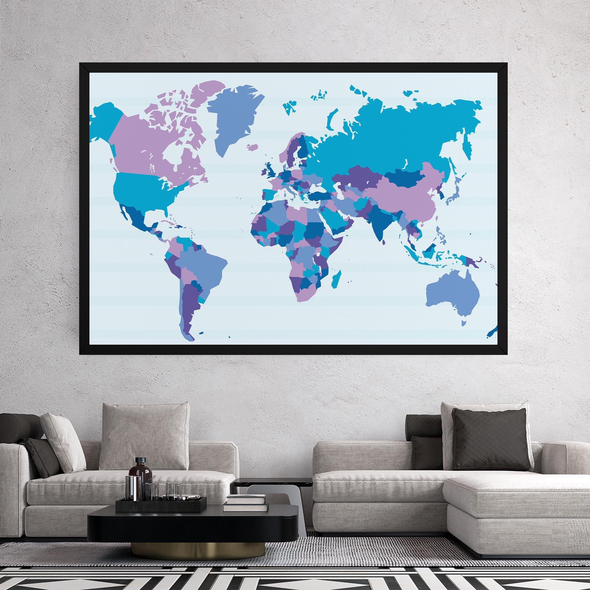 Vászonkép Blue Purple Map mockup 2